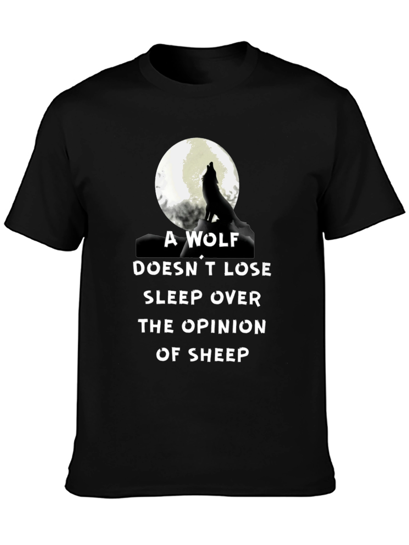 Wolf Opinion Graphic Tee - Black Cotton Comfort