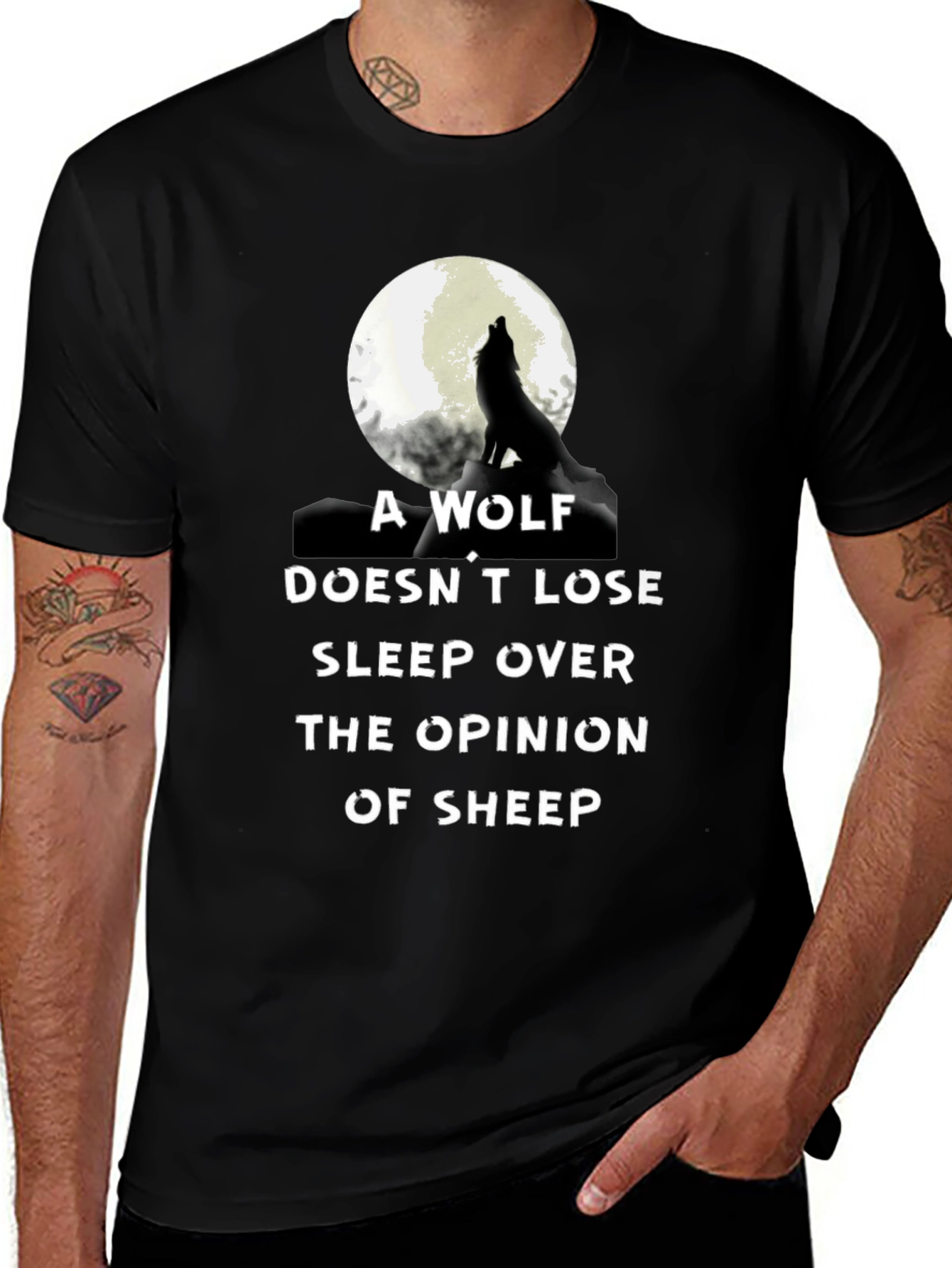 Wolf Opinion Graphic Tee - Black Cotton Comfort