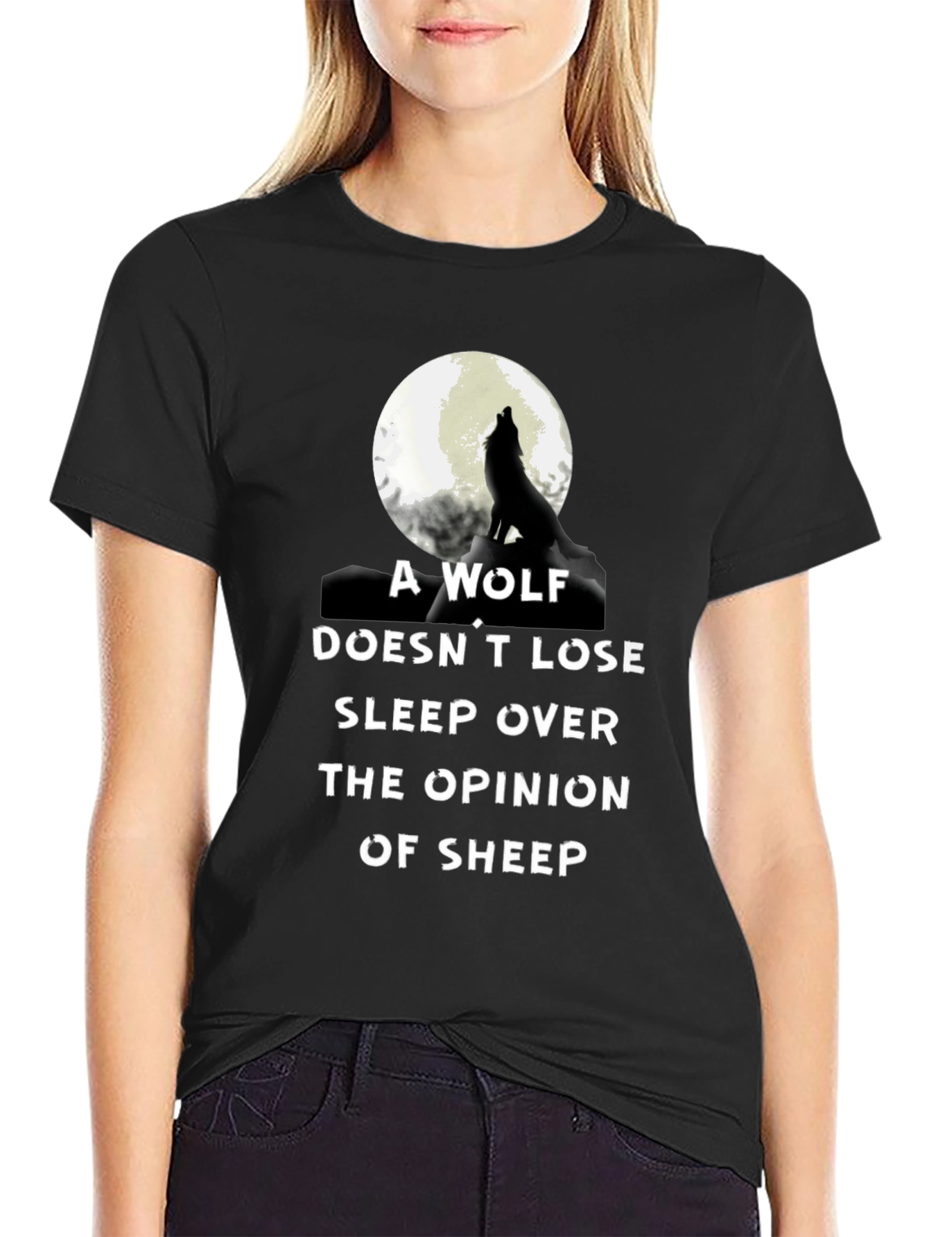 Wolf Opinion Graphic Tee - Black Cotton Comfort