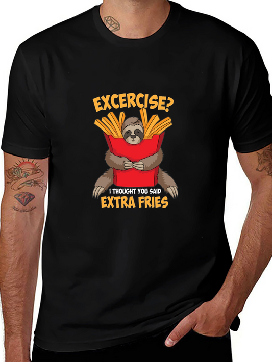 Funny Sloth Extra Fries Graphic T-Shirt