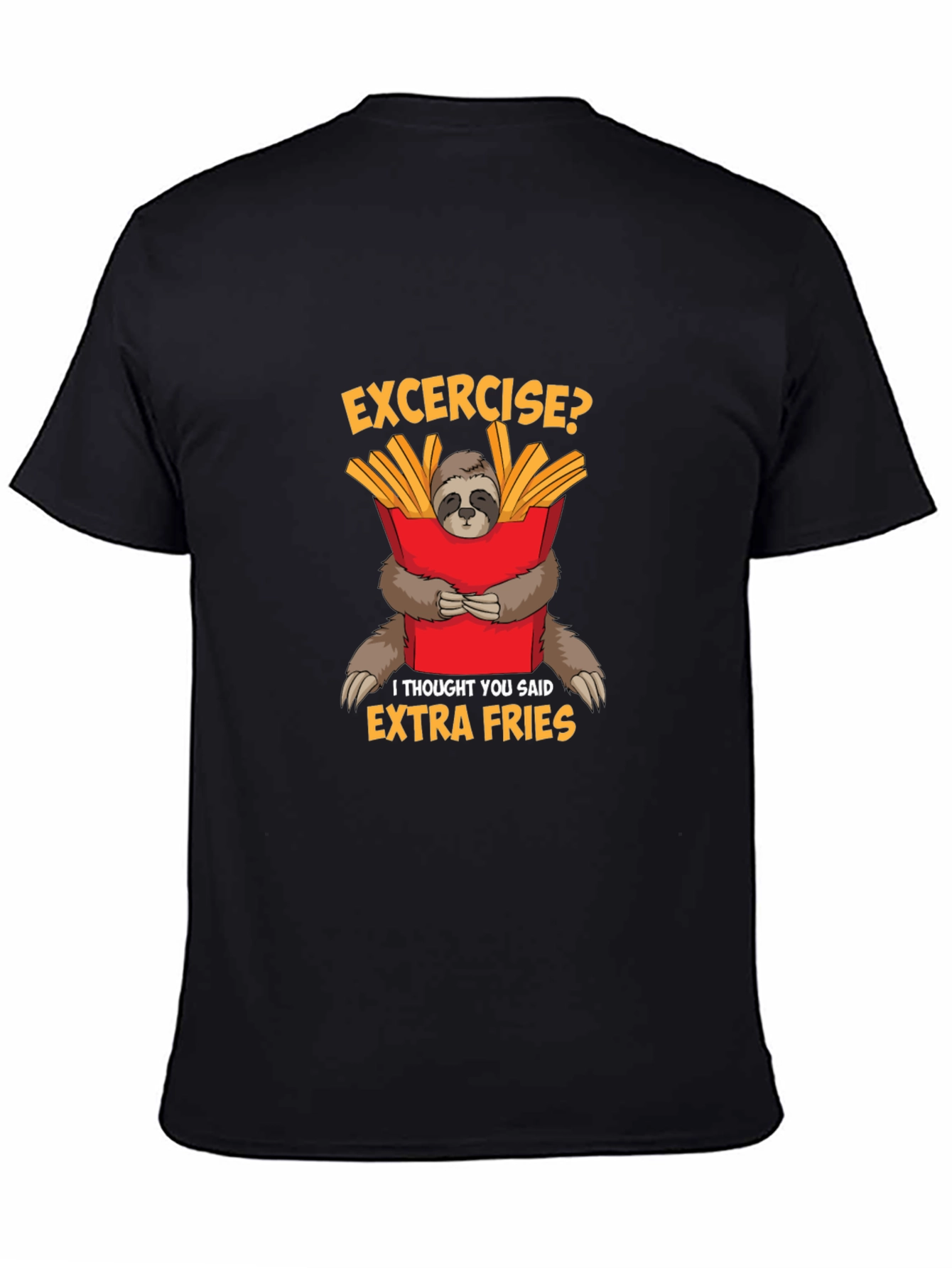 Funny Sloth Extra Fries Graphic T-Shirt