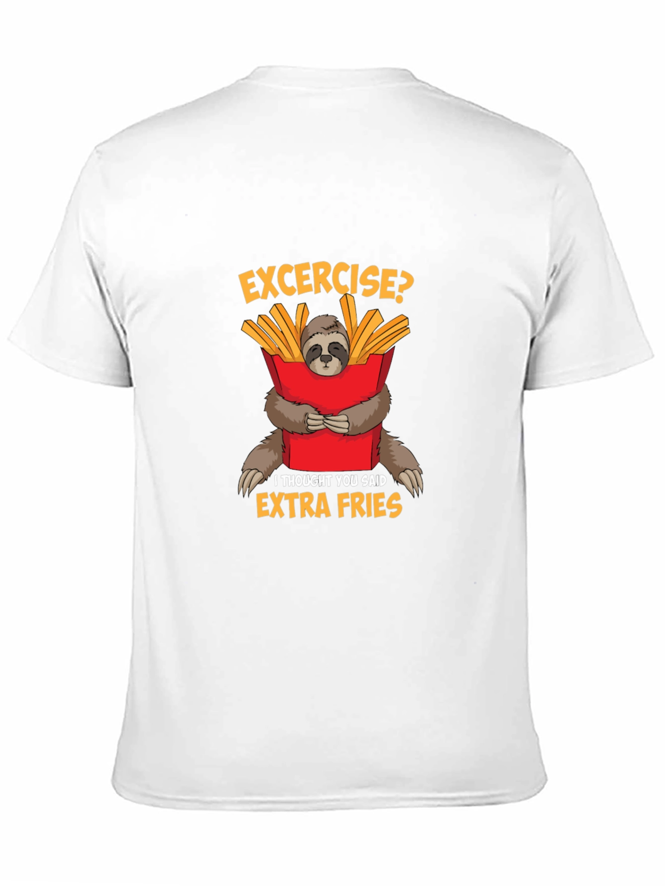 Funny Sloth Extra Fries Graphic T-Shirt