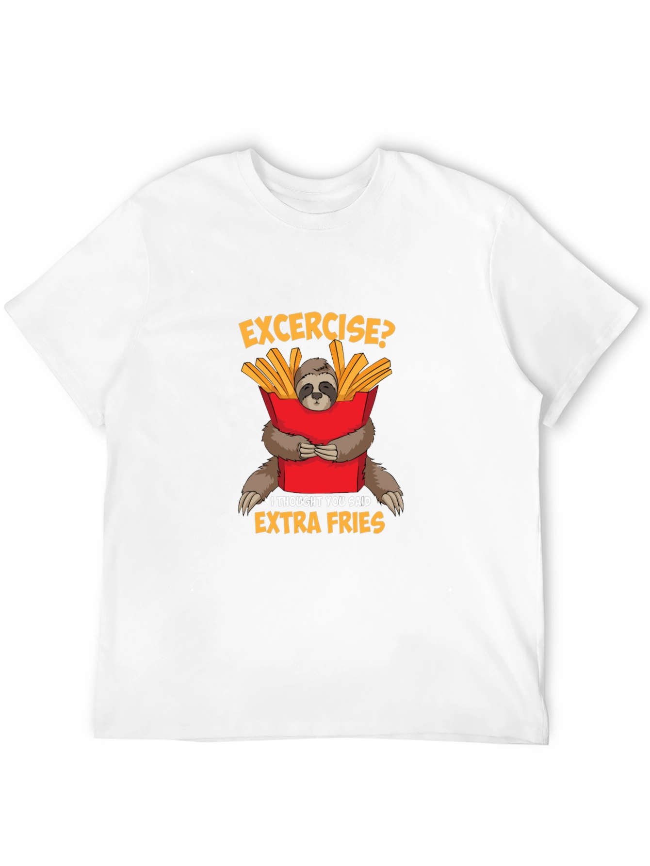 Funny Sloth Extra Fries Graphic T-Shirt