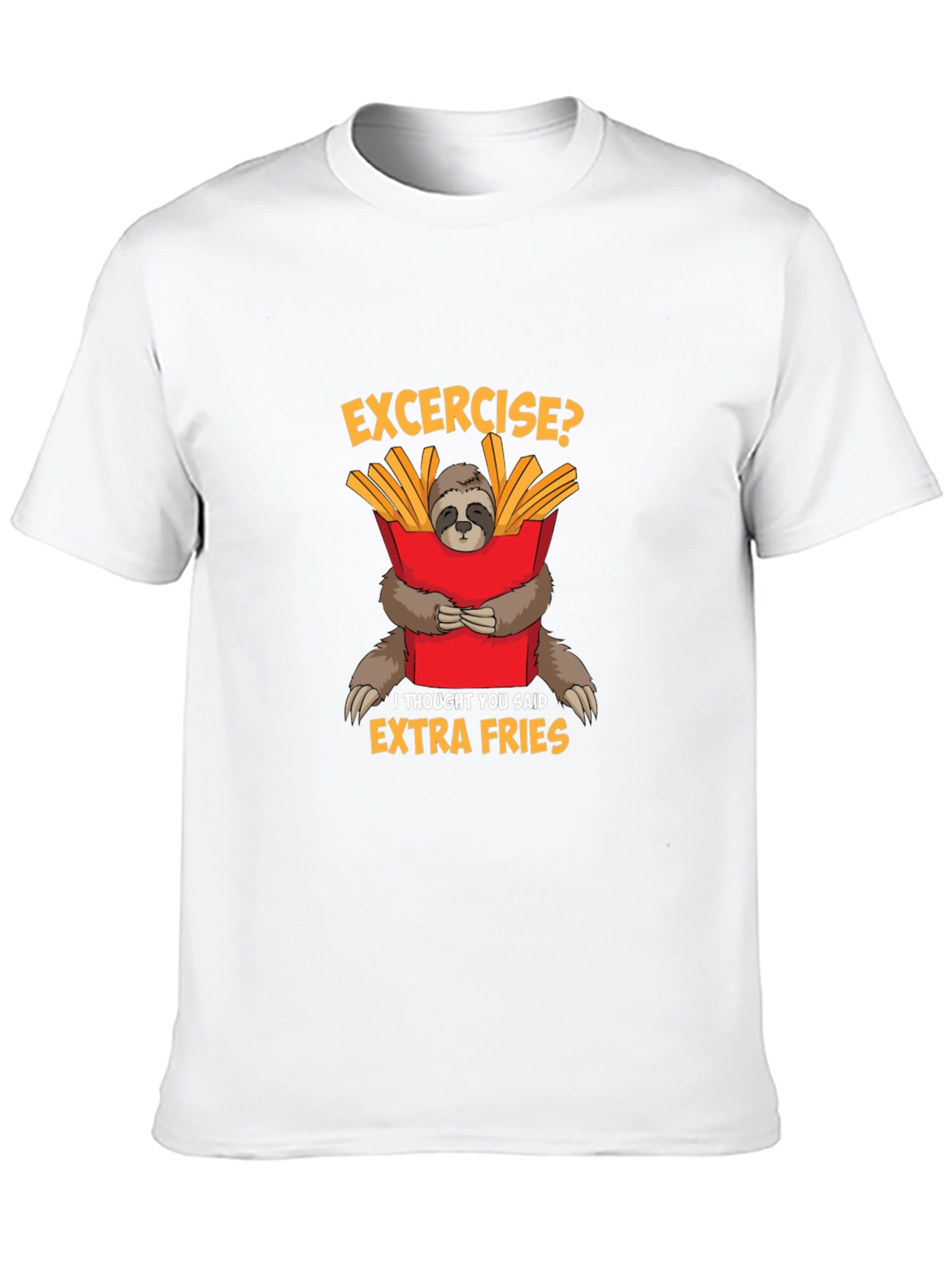 Funny Sloth Extra Fries Graphic T-Shirt