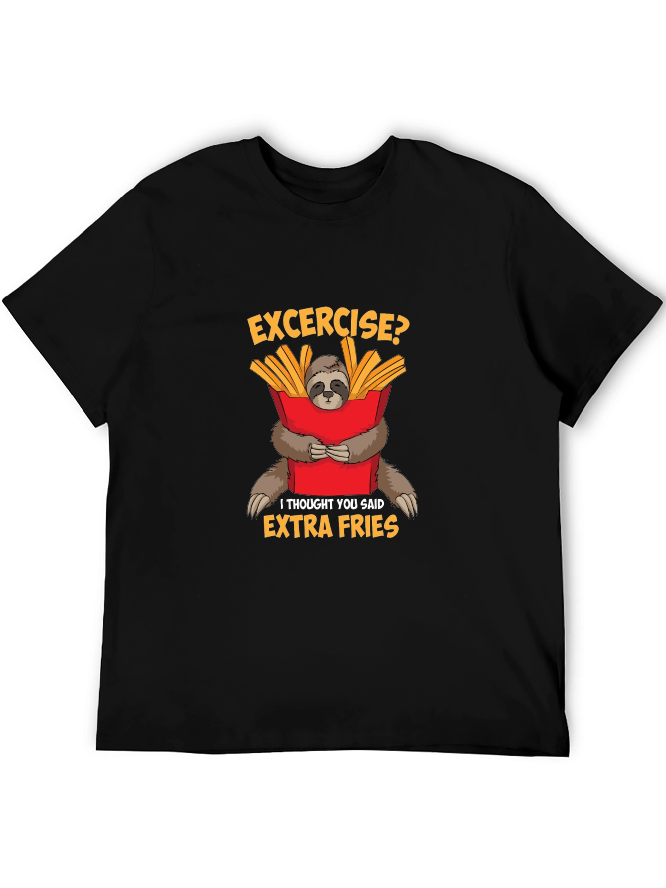 Funny Sloth Extra Fries Graphic T-Shirt
