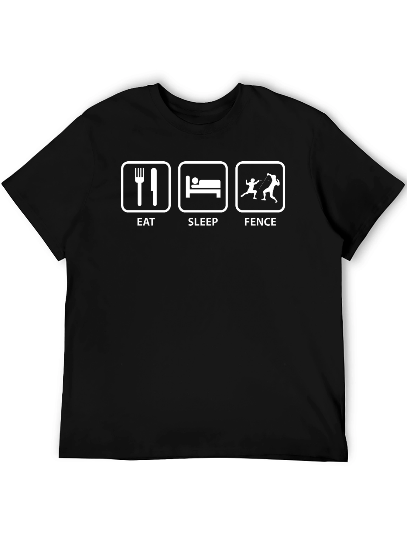 Eat Sleep Fence Graphic T-Shirt - Black