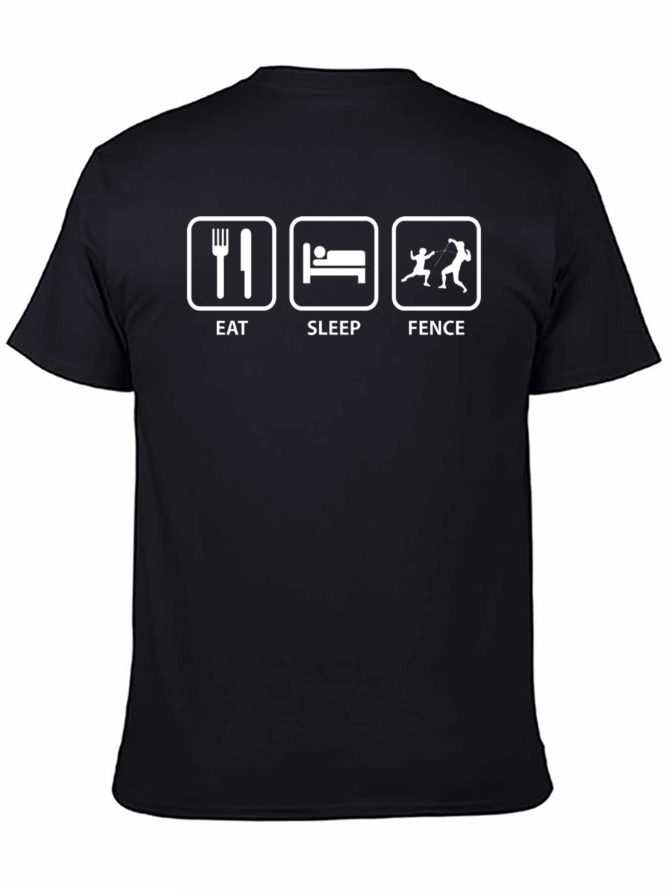 Eat Sleep Fence Graphic T-Shirt - Black