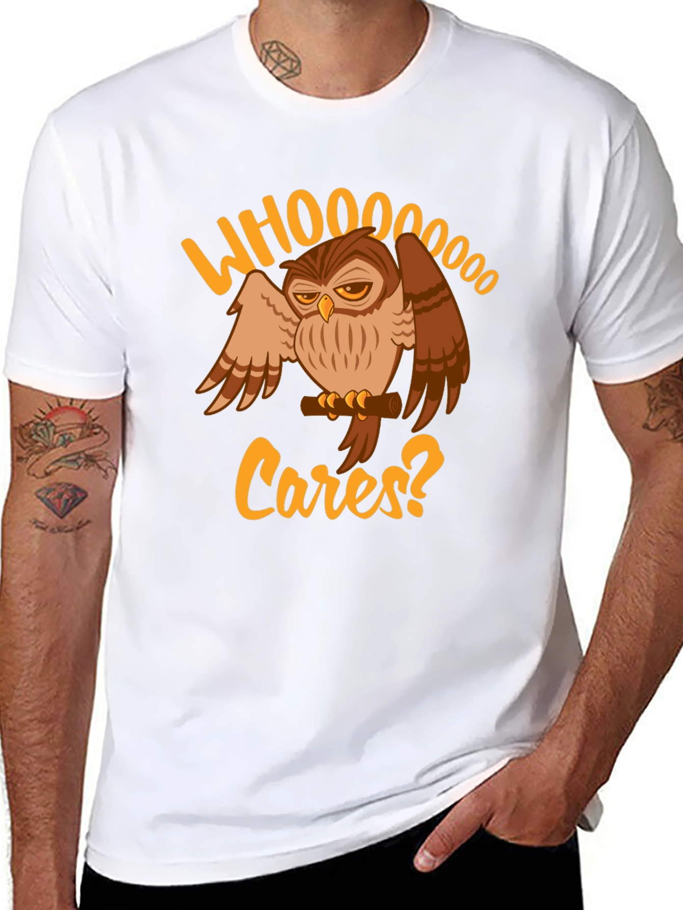 Whoooo Cares? Owl Graphic T-Shirt - Black