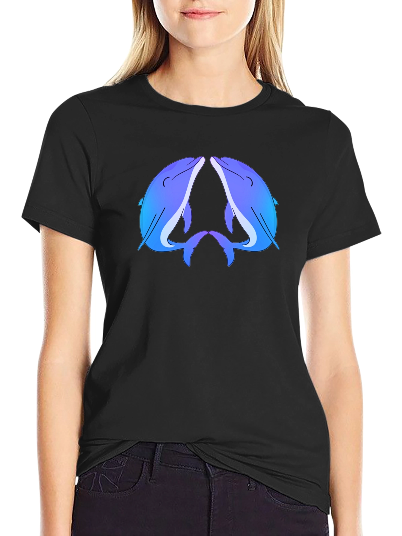 Blue Dolphin Black T-Shirt