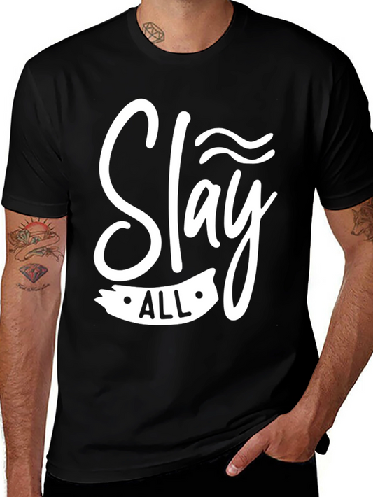 Slay All Graphic Tee - Trendy Black Cotton T-Shirt