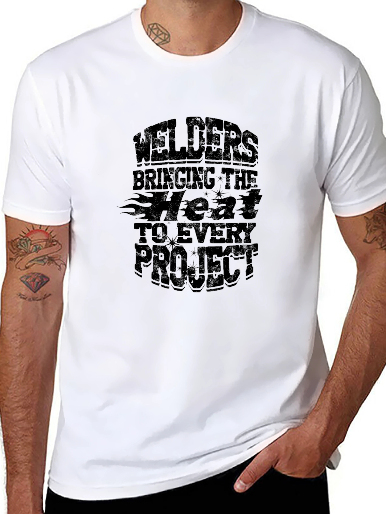 Welders Bringing The Heat Black Graphic T-Shirt