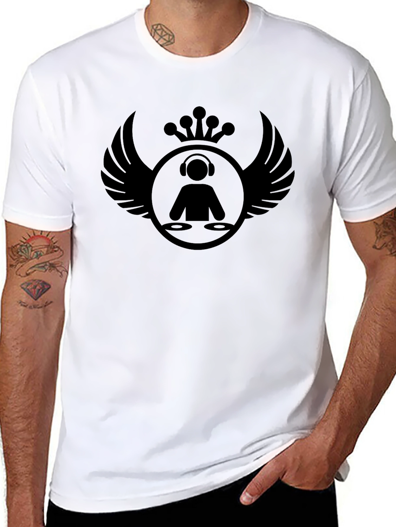 DJ Wings Graphic T-Shirt - Black Cotton Tee