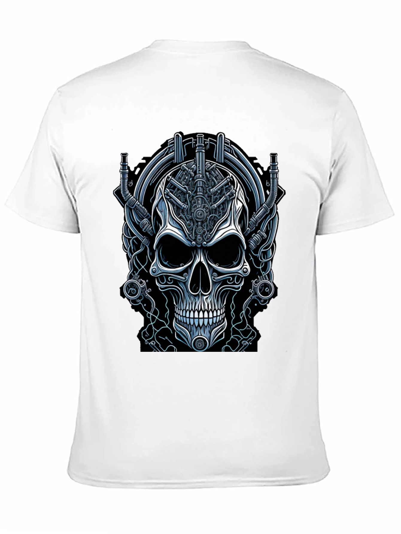 Steampunk Skull Graphic Tee - Black Cotton T-Shirt