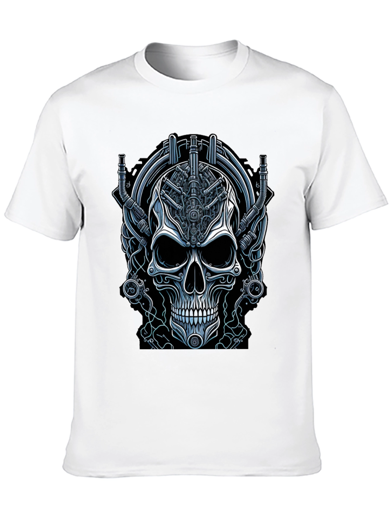 Steampunk Skull Graphic Tee - Black Cotton T-Shirt