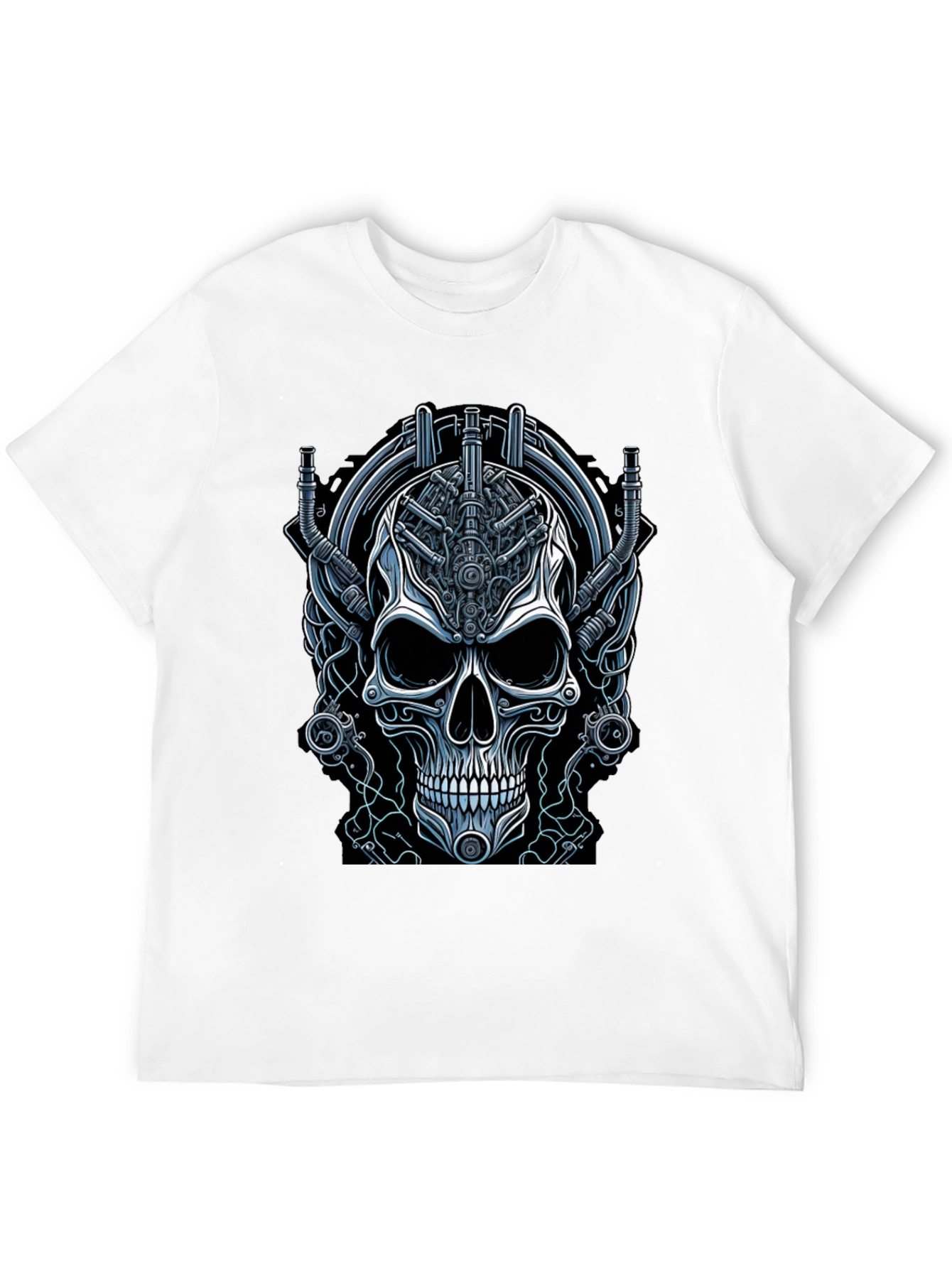 Steampunk Skull Graphic Tee - Black Cotton T-Shirt