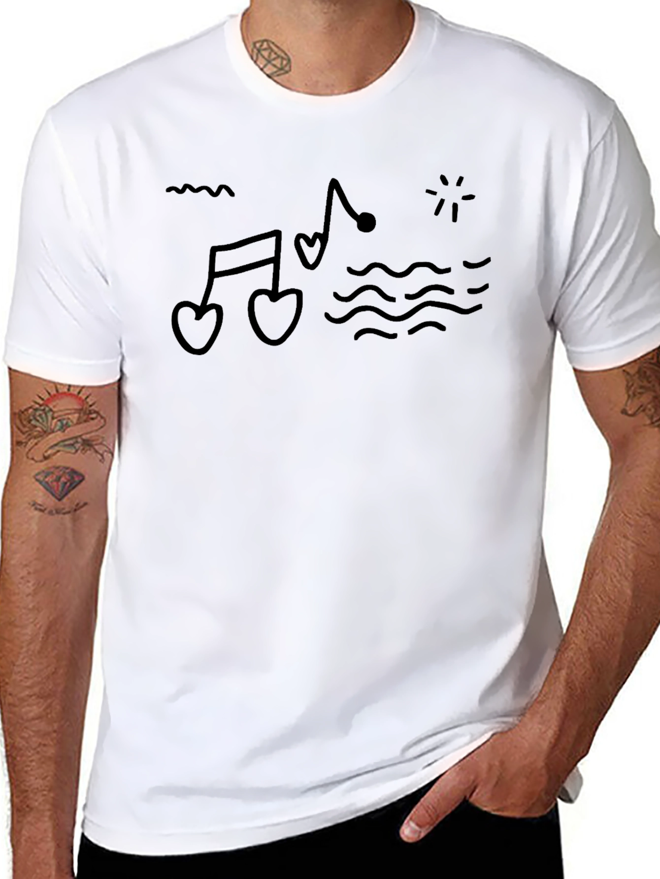 Heart Notes T-Shirt - Stylish Music Lover Tee