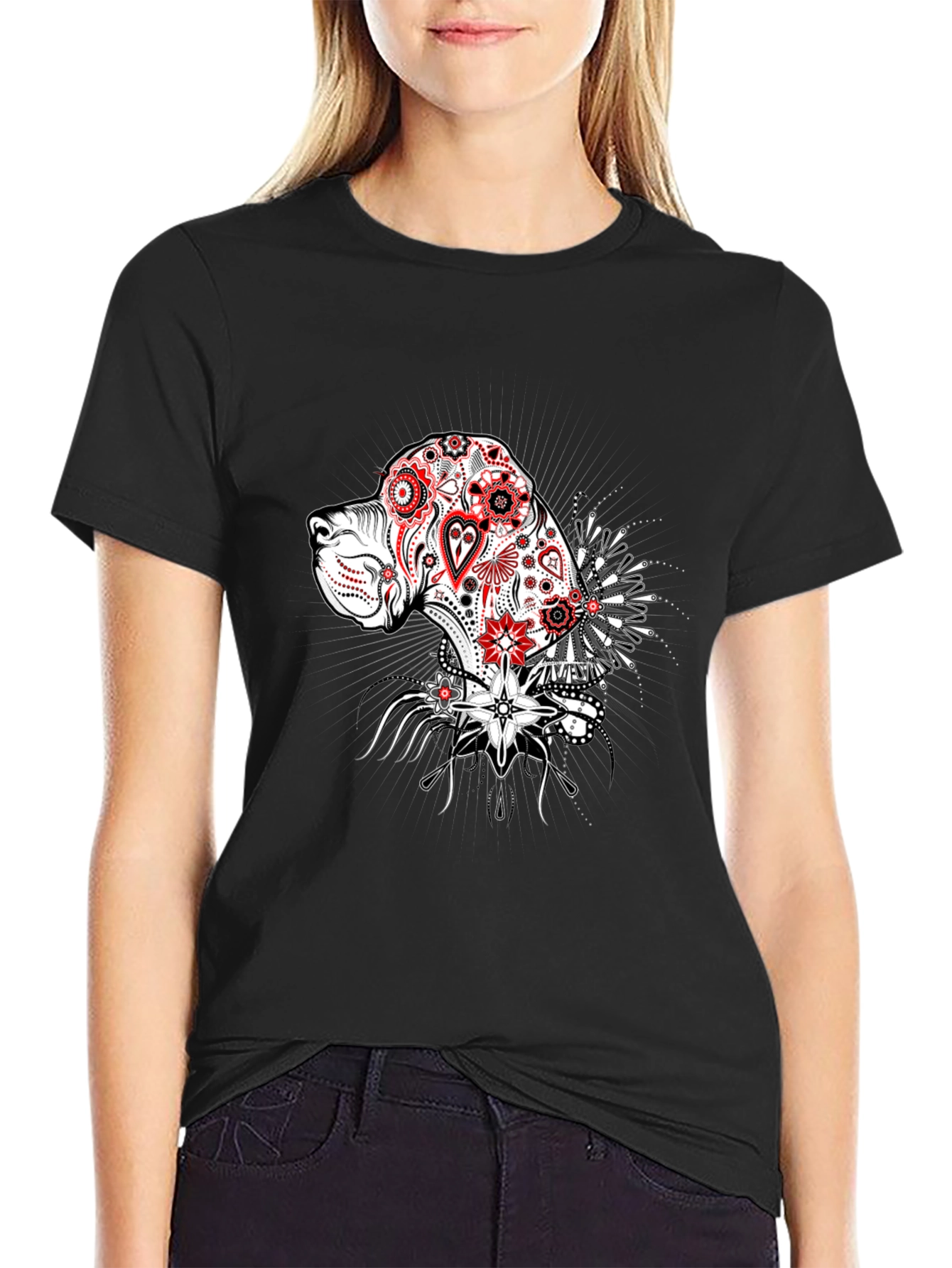 Dog Sugar Skull Graphic T-Shirt