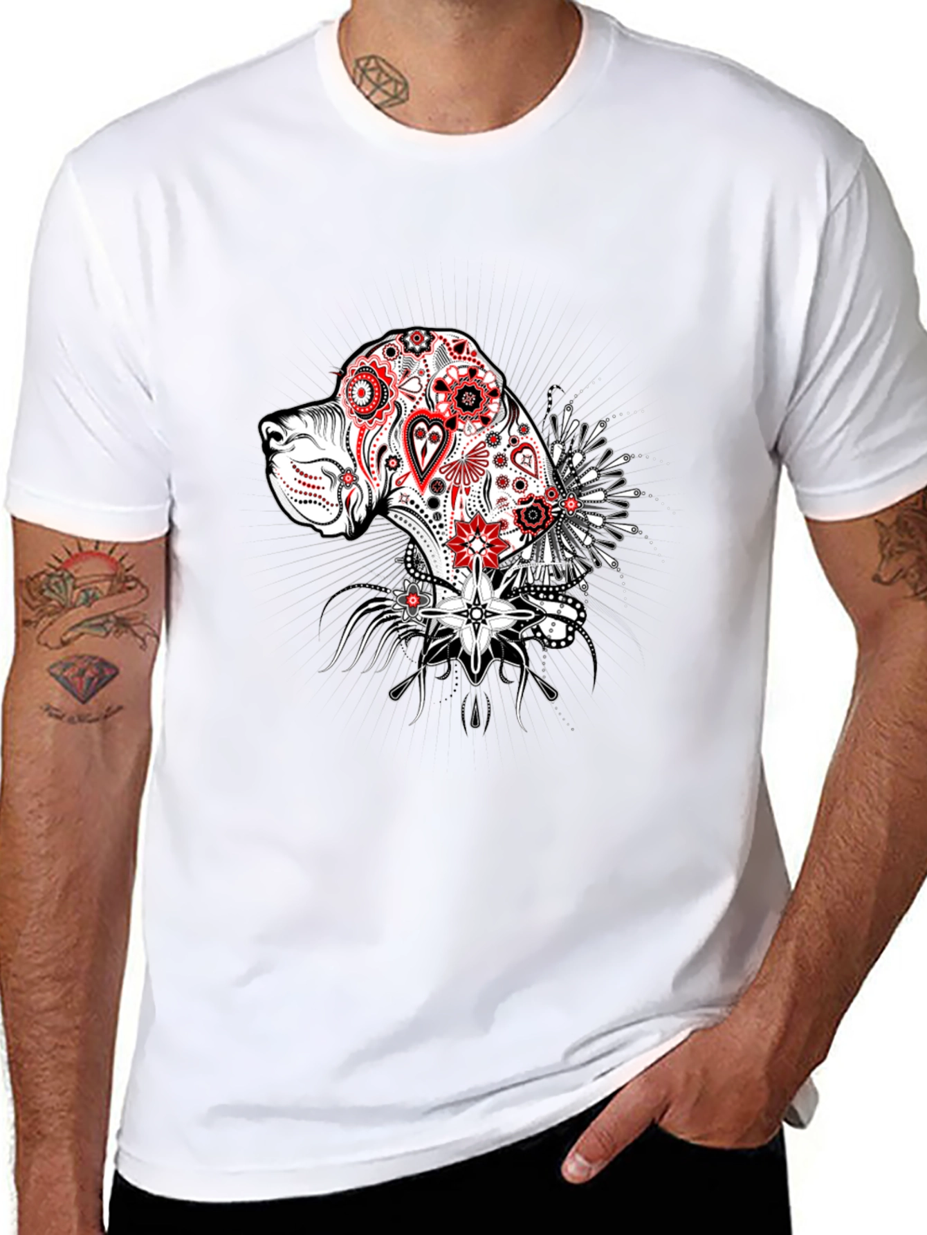 Dog Sugar Skull Graphic T-Shirt