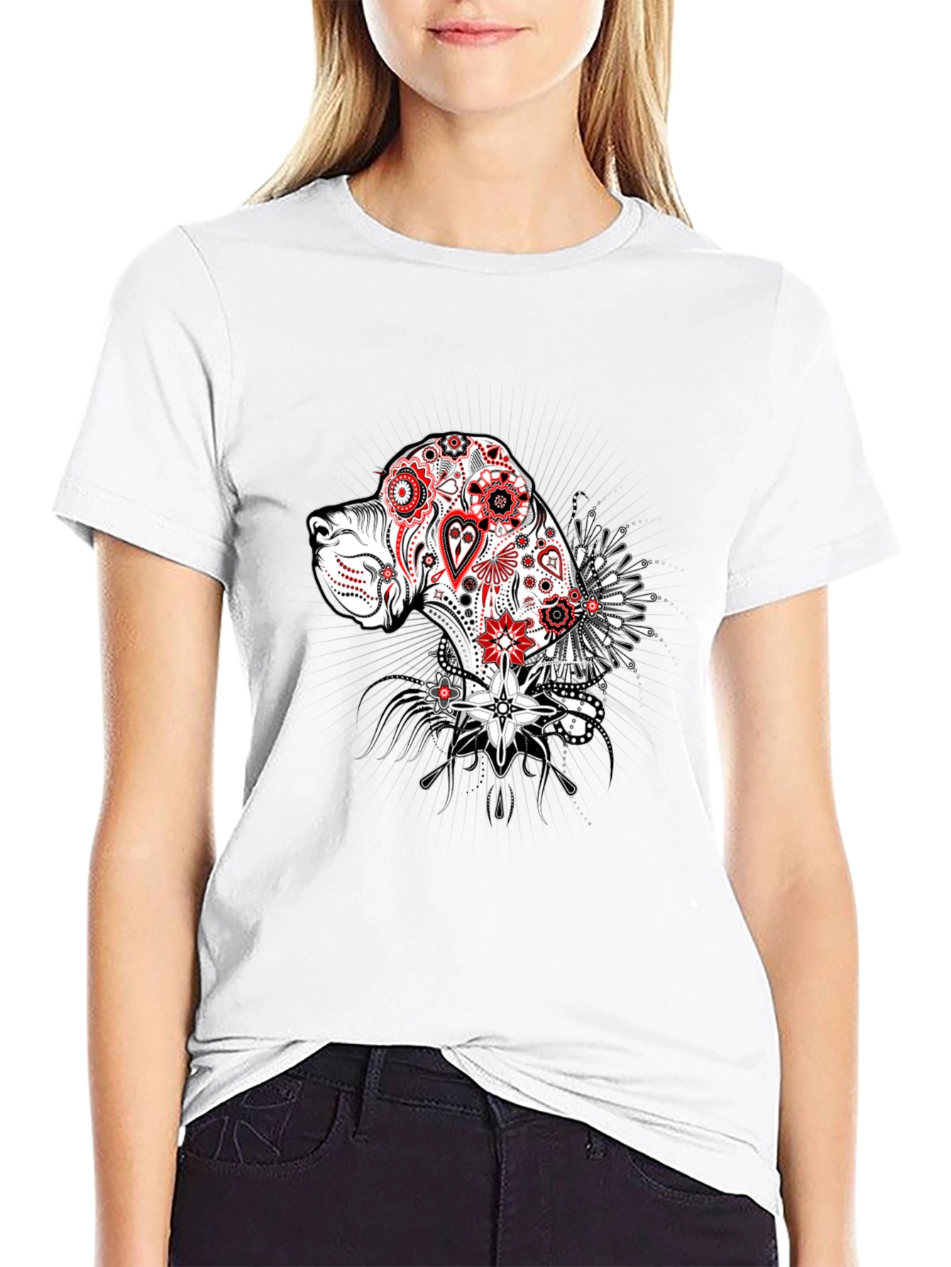 Dog Sugar Skull Graphic T-Shirt