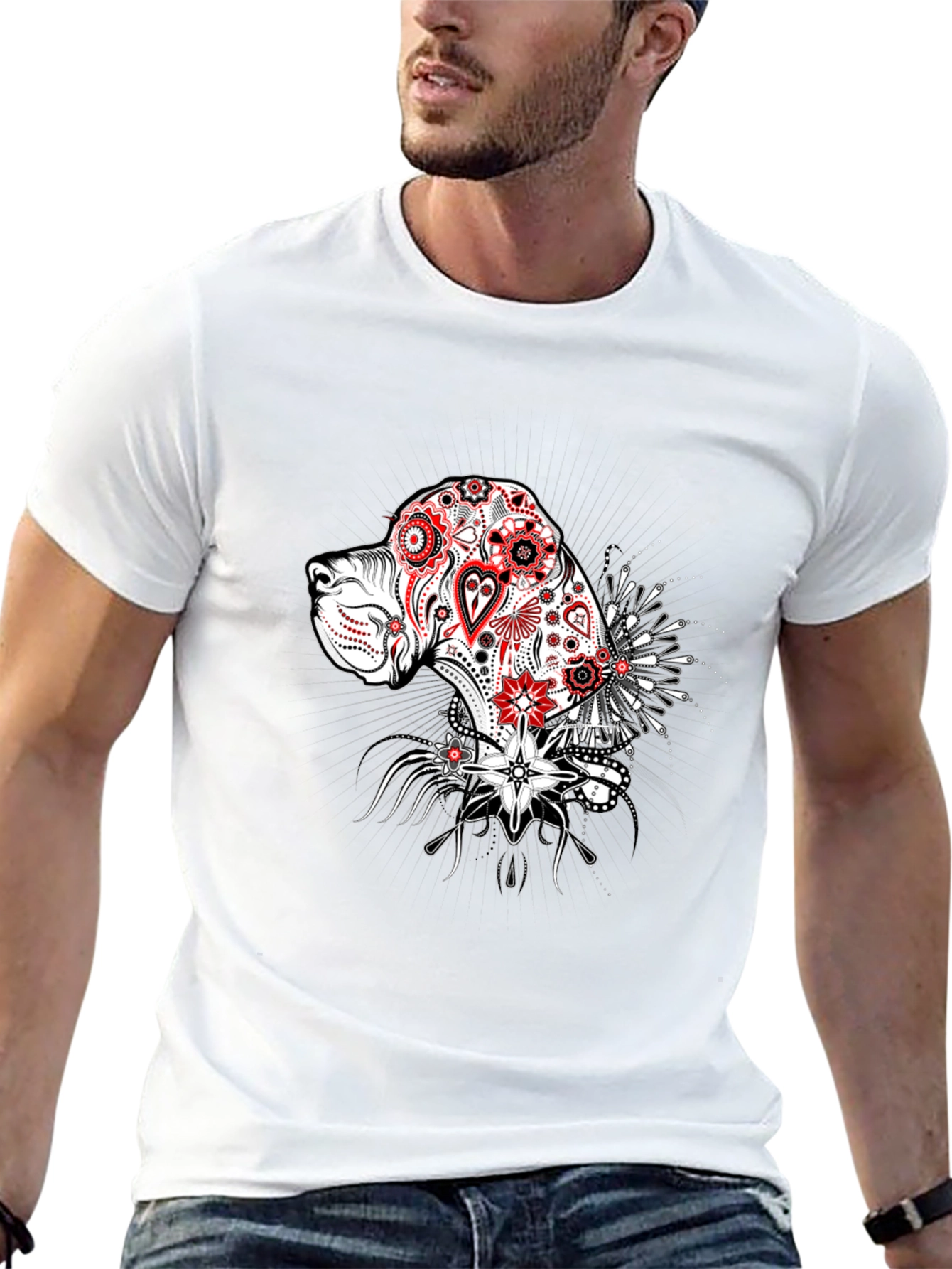 Dog Sugar Skull Graphic T-Shirt