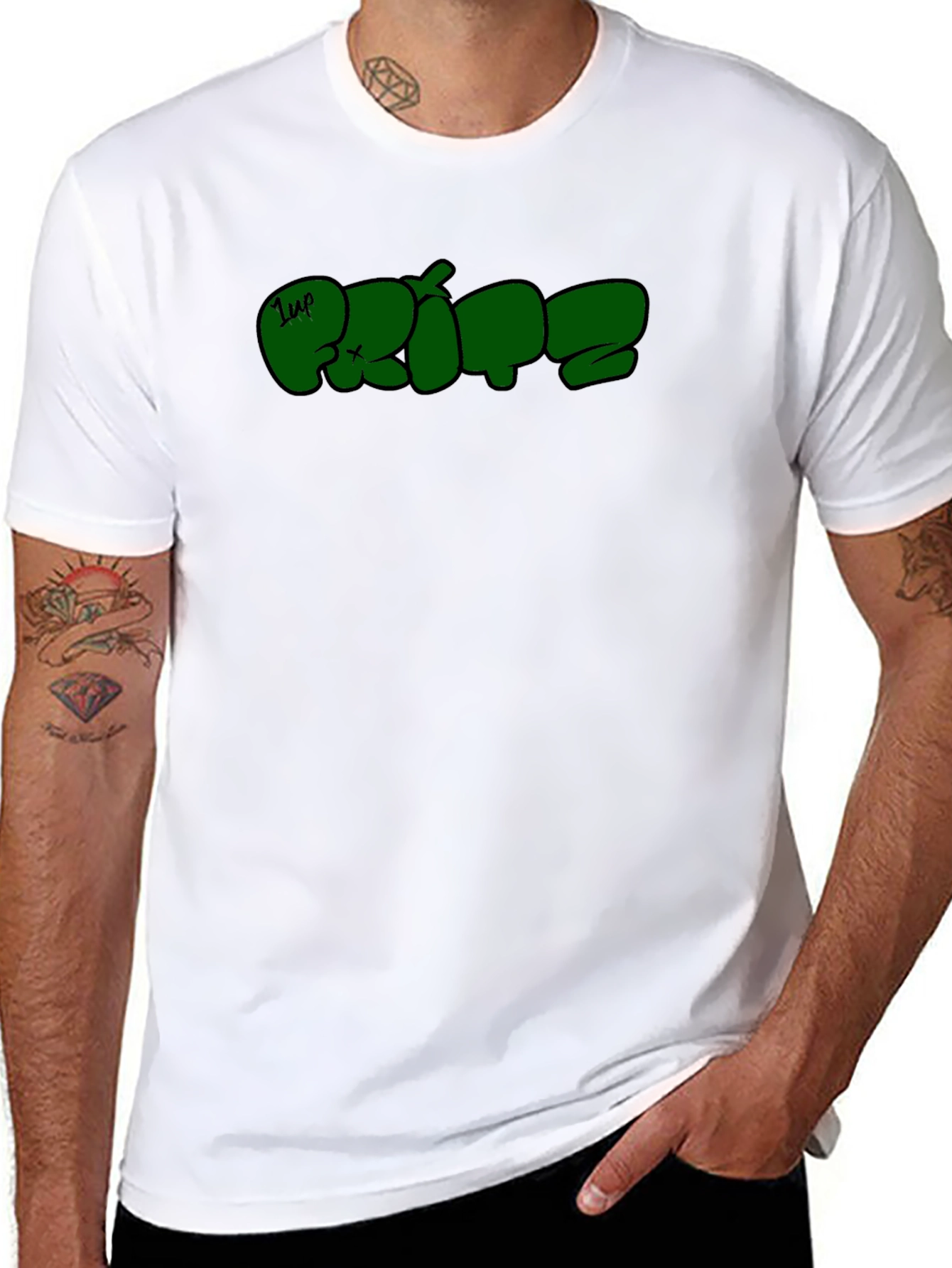 Graphic Tee: Urban Style Green Print on Black