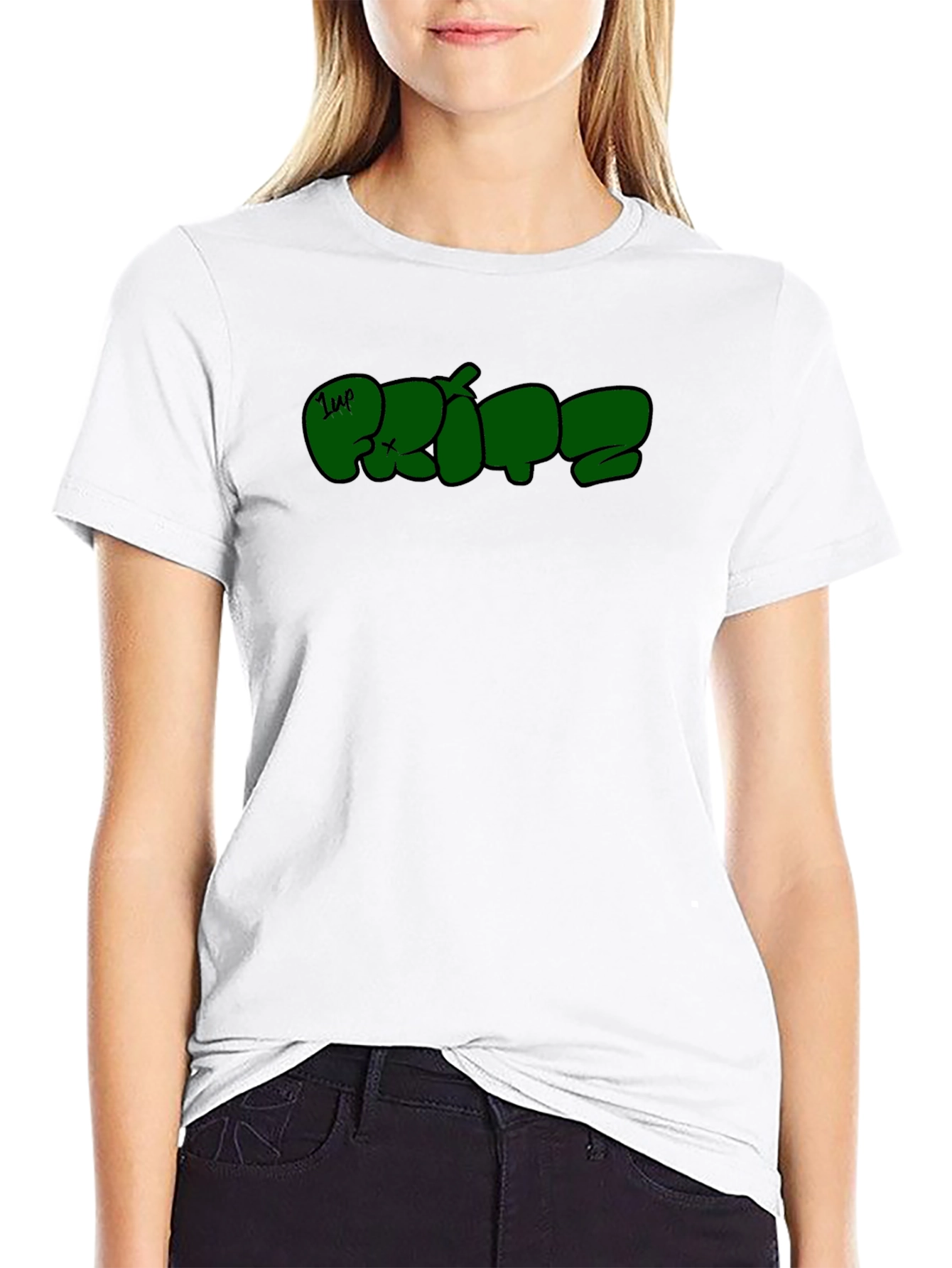 Graphic Tee: Urban Style Green Print on Black
