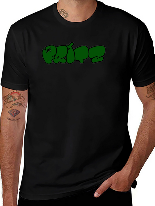 Graphic Tee: Urban Style Green Print on Black