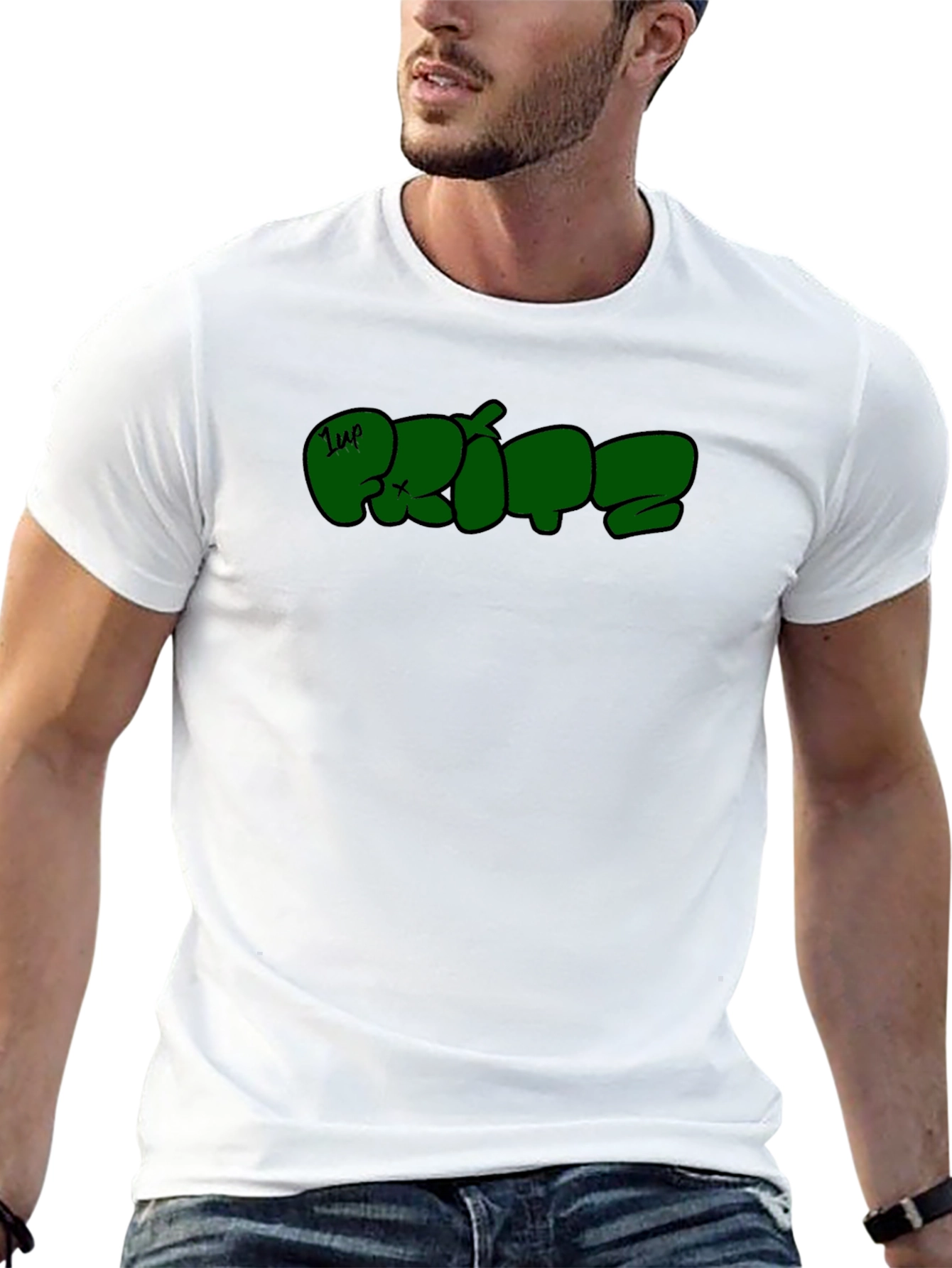 Graphic Tee: Urban Style Green Print on Black