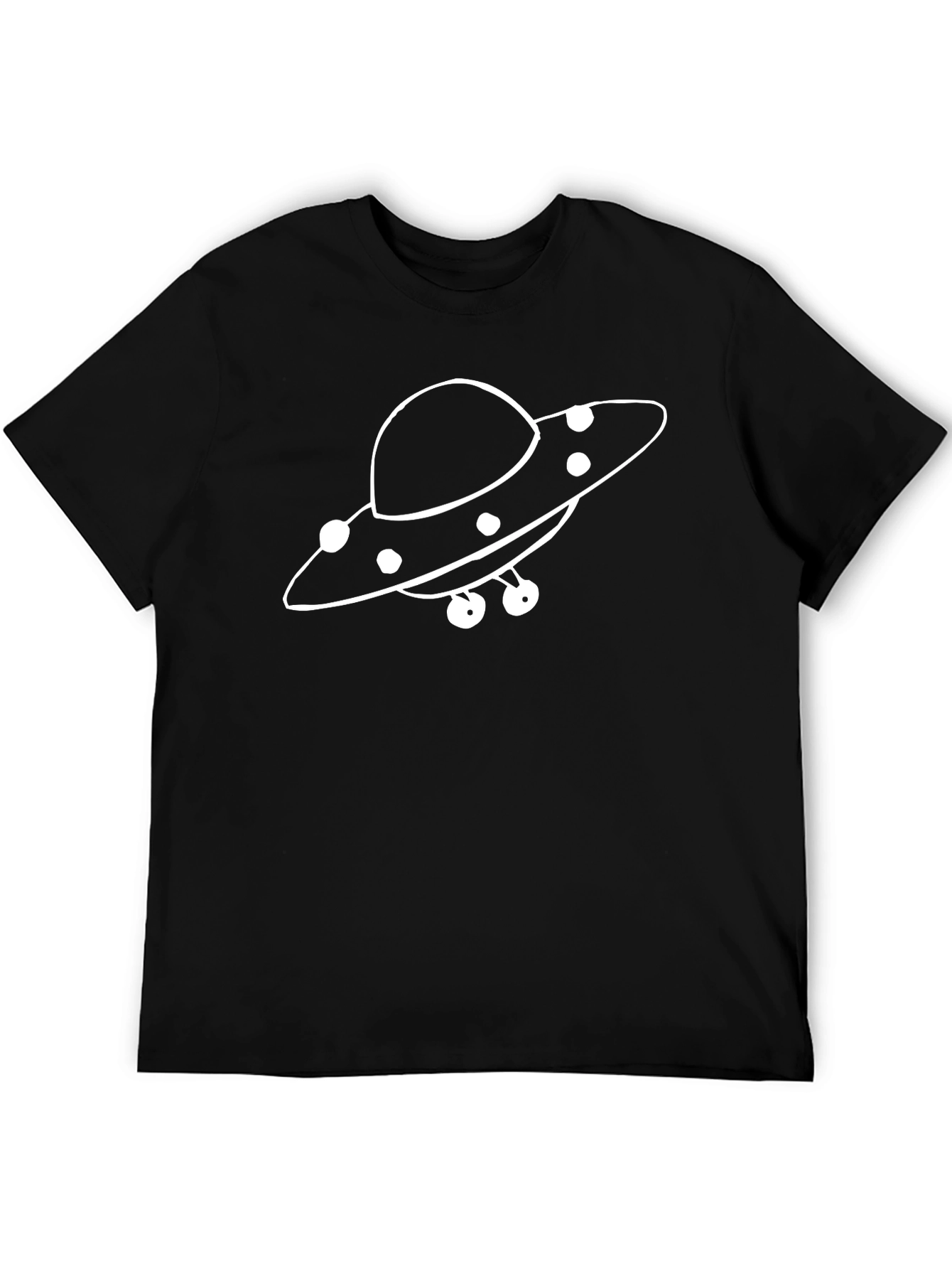 UFO Graphic T-Shirt - Black Cotton Blend Casual Tee