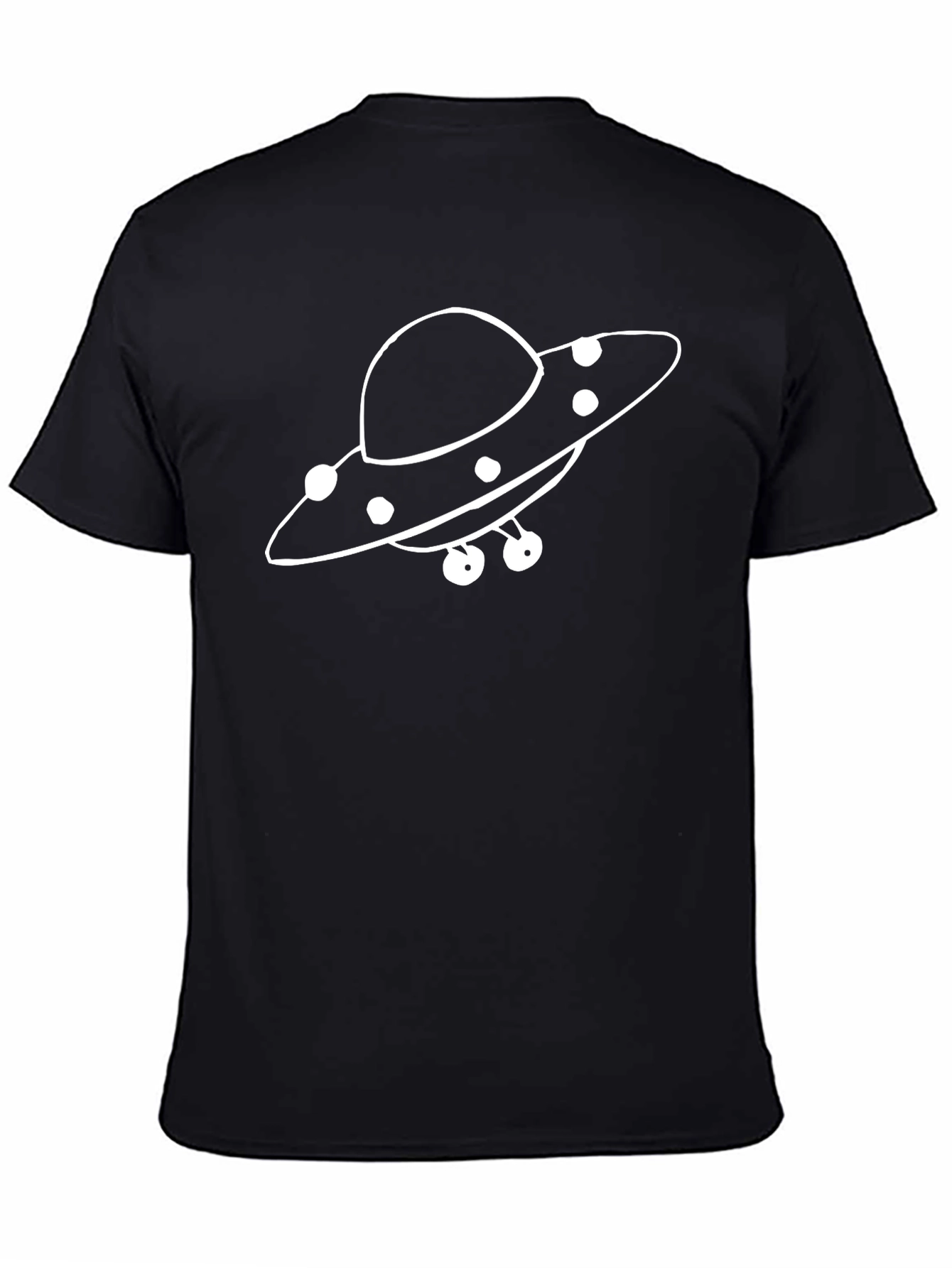 UFO Graphic T-Shirt - Black Cotton Blend Casual Tee