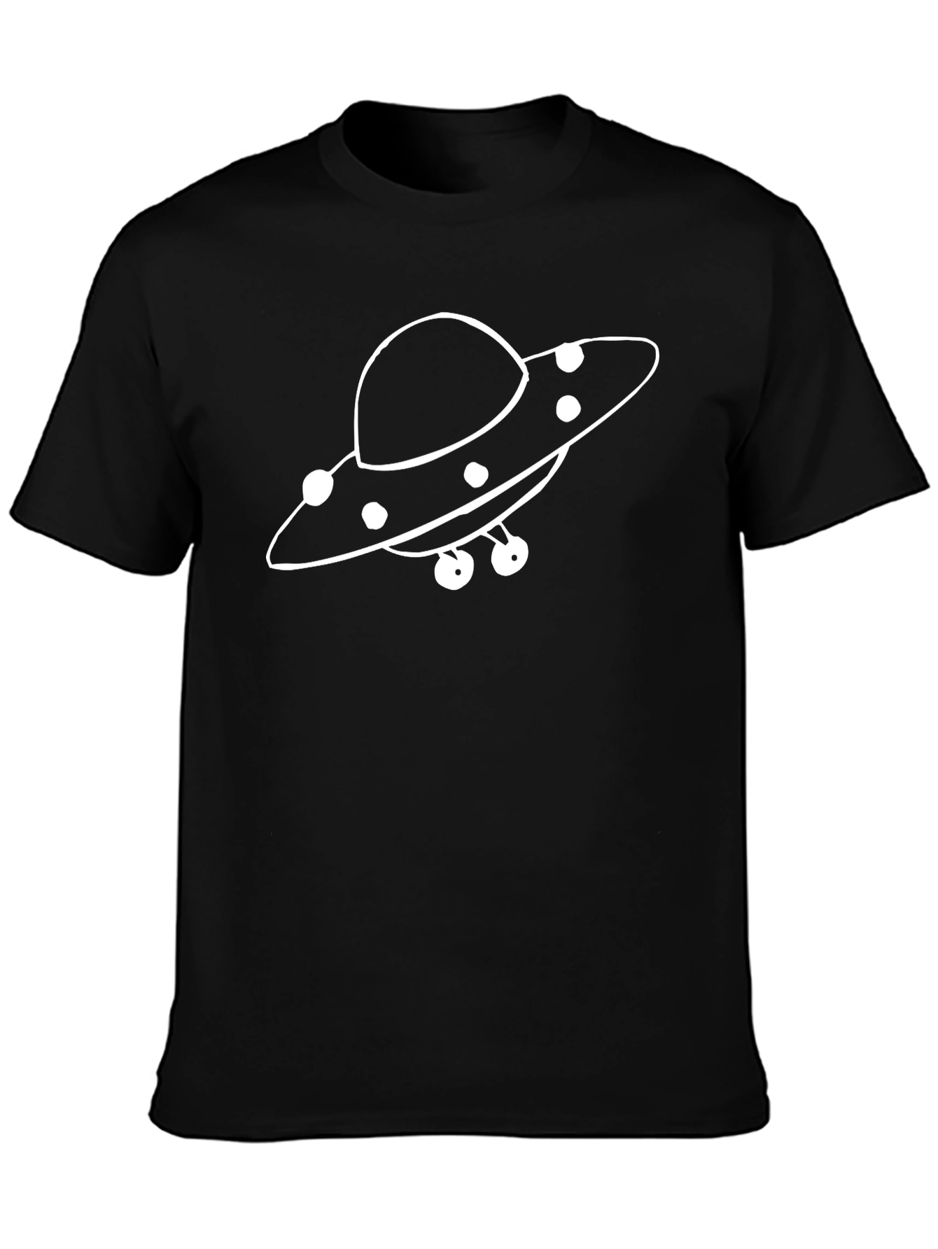UFO Graphic T-Shirt - Black Cotton Blend Casual Tee