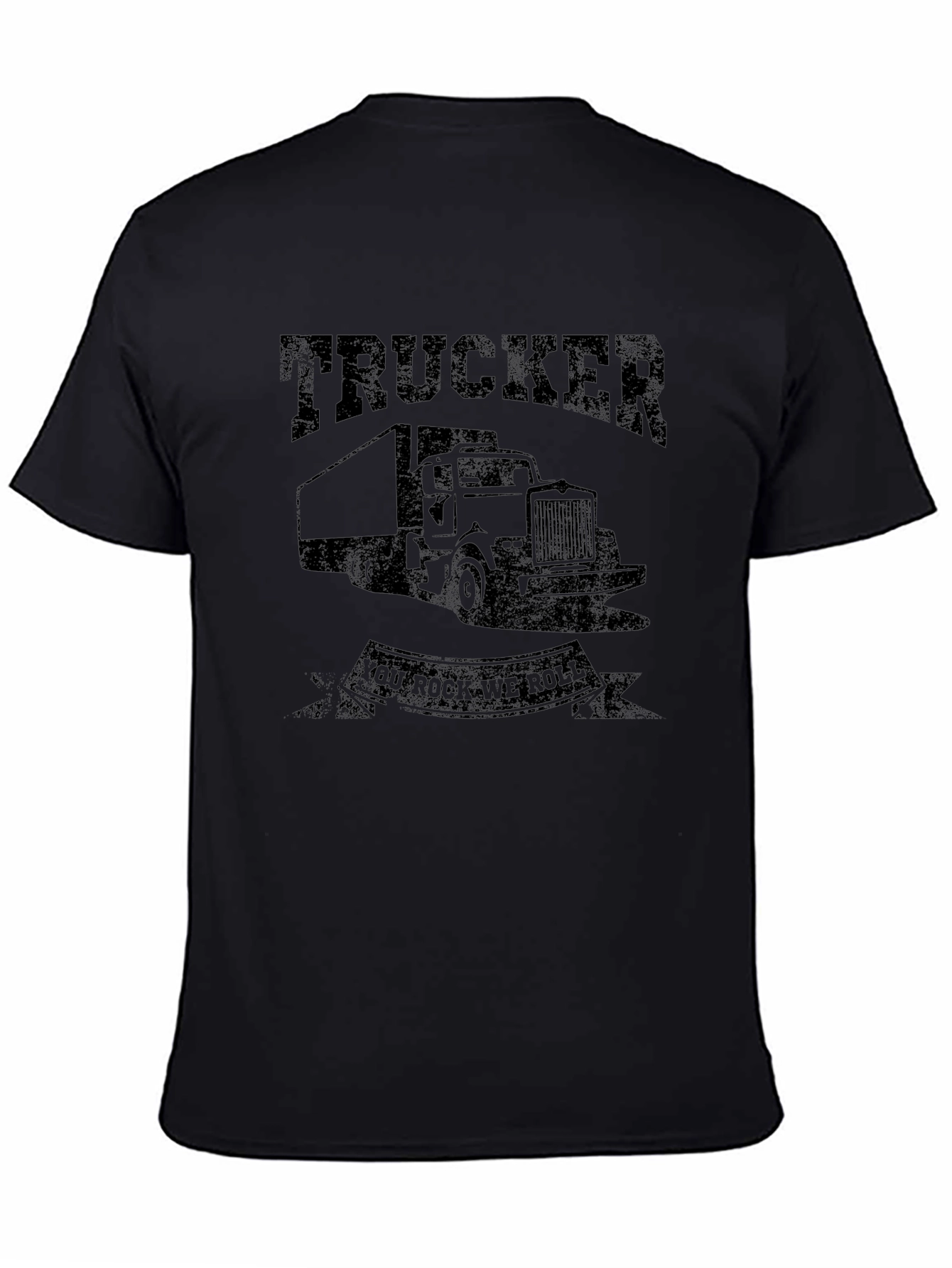 Trucker You Rock We Roll Graphic Tee - Black