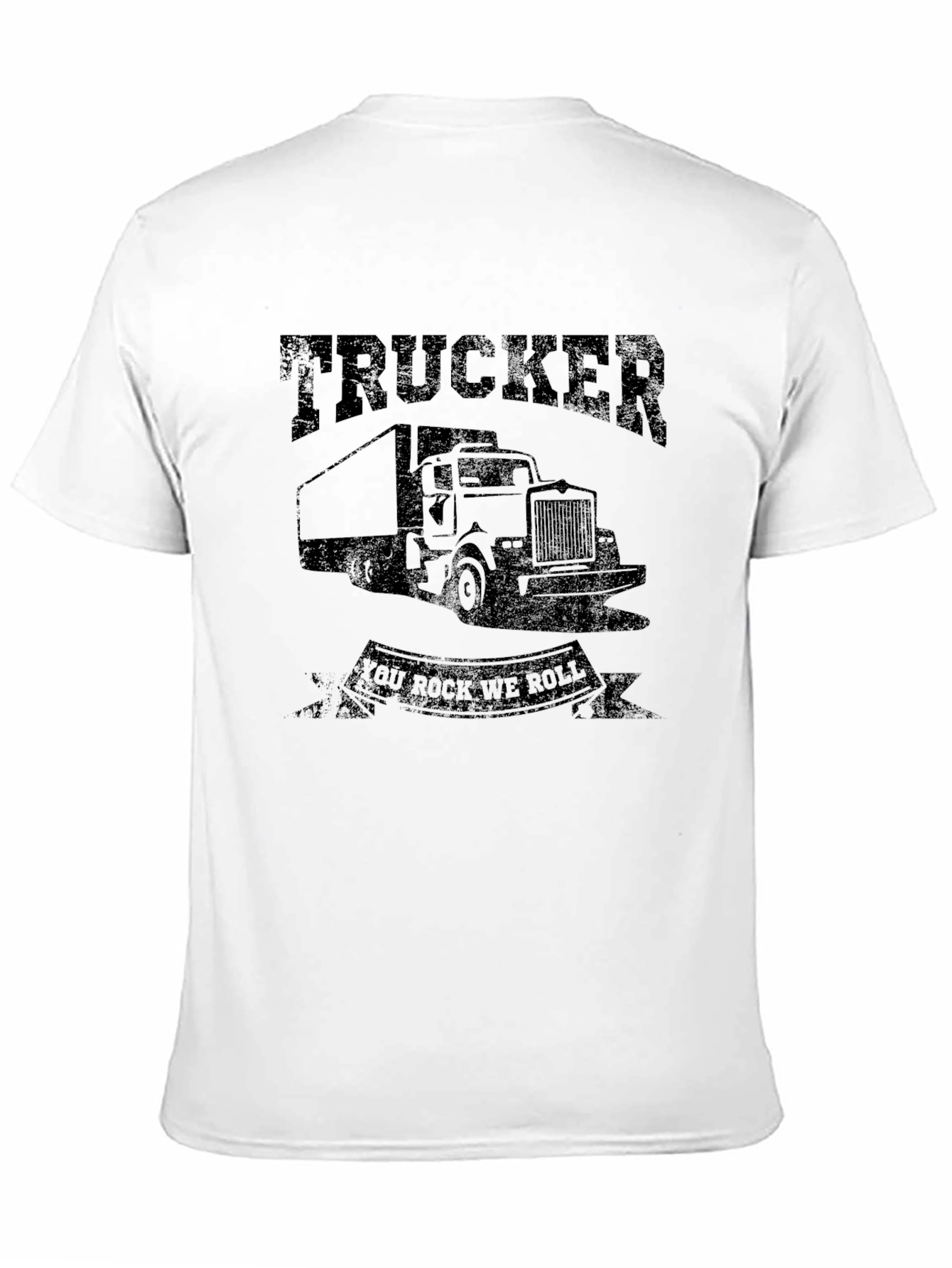Trucker You Rock We Roll Graphic Tee - Black