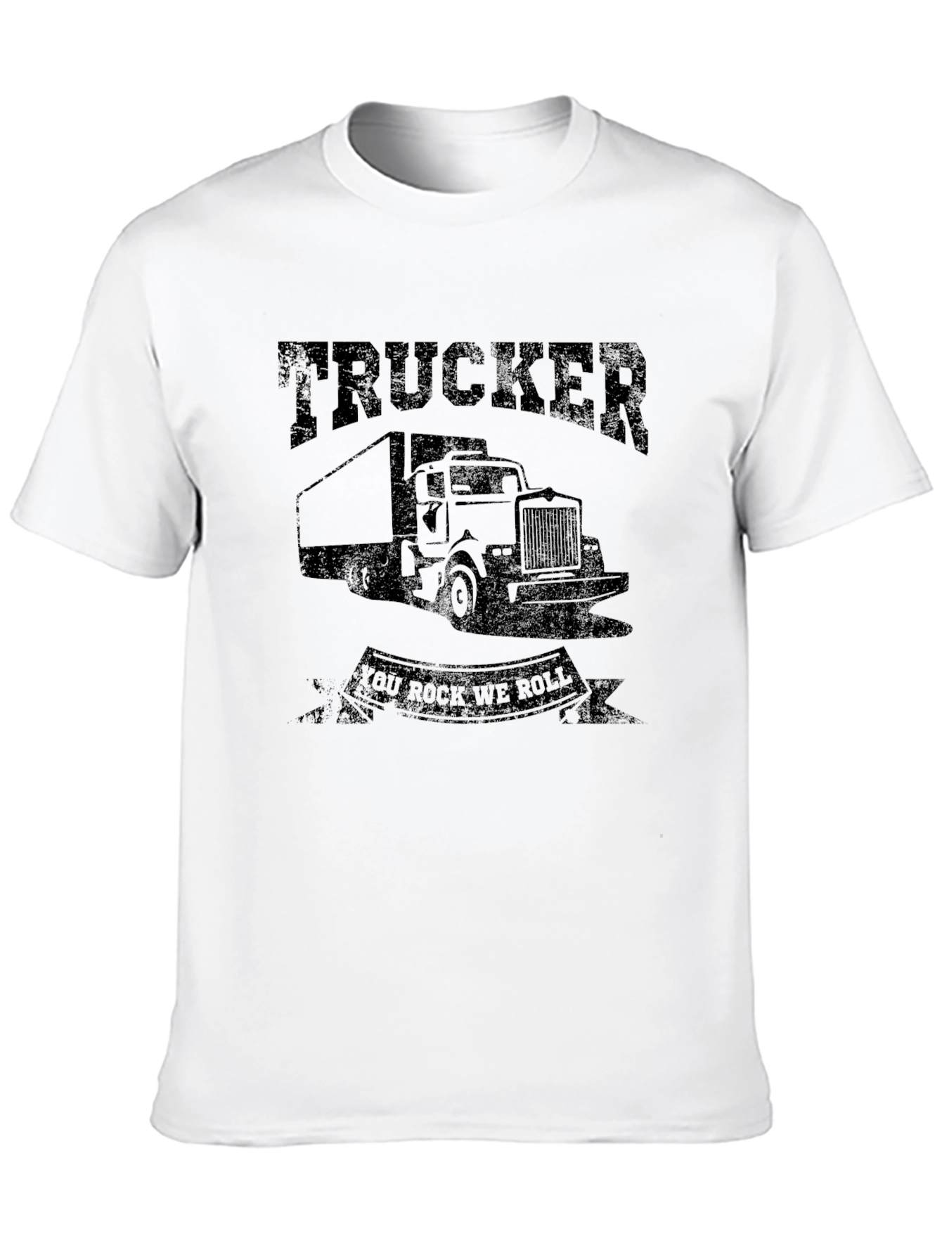 Trucker You Rock We Roll Graphic Tee - Black
