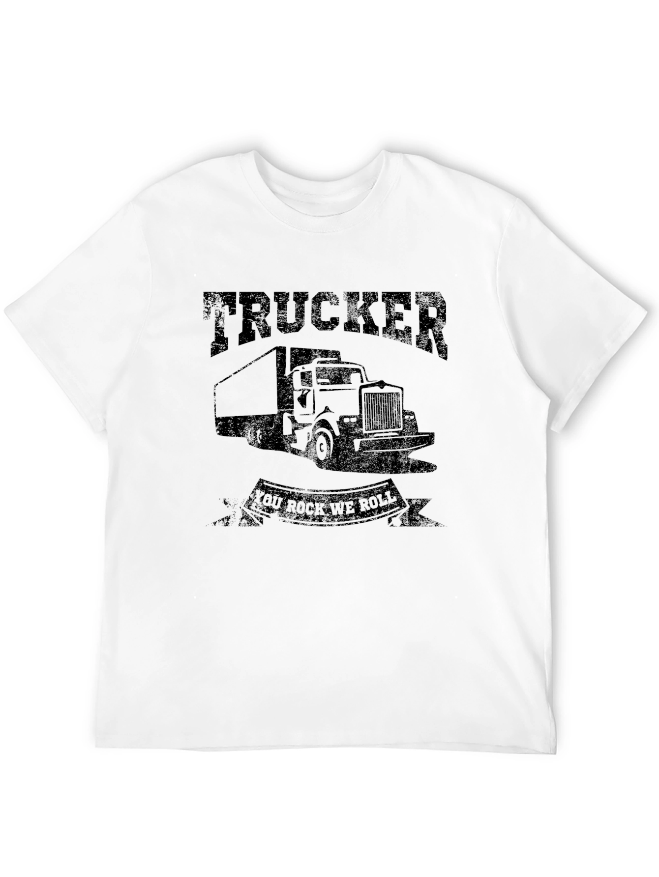 Trucker You Rock We Roll Graphic Tee - Black