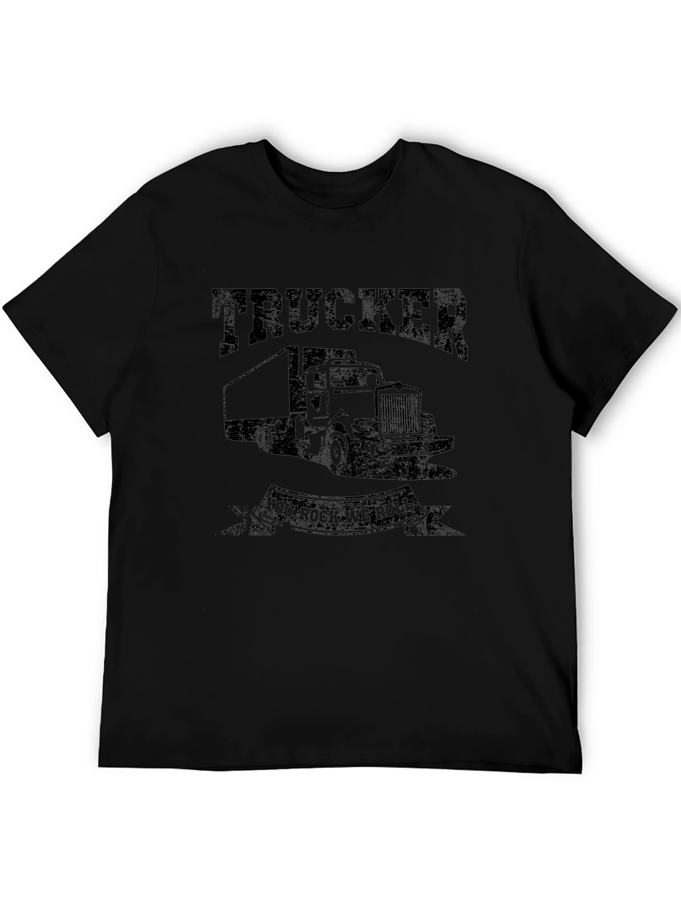 Trucker You Rock We Roll Graphic Tee - Black