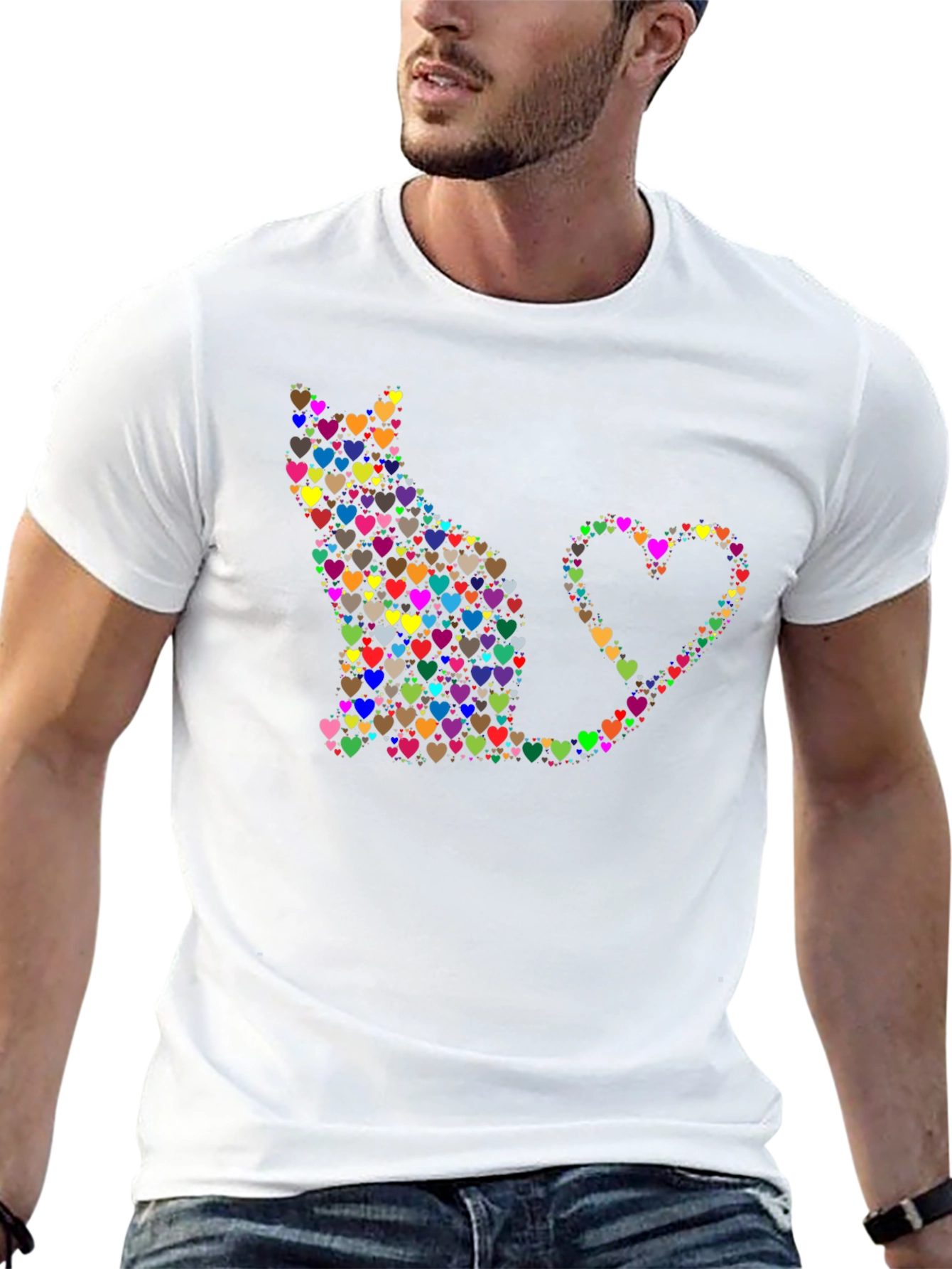 Heart Cat T-Shirt - Love Your Feline Friend!
