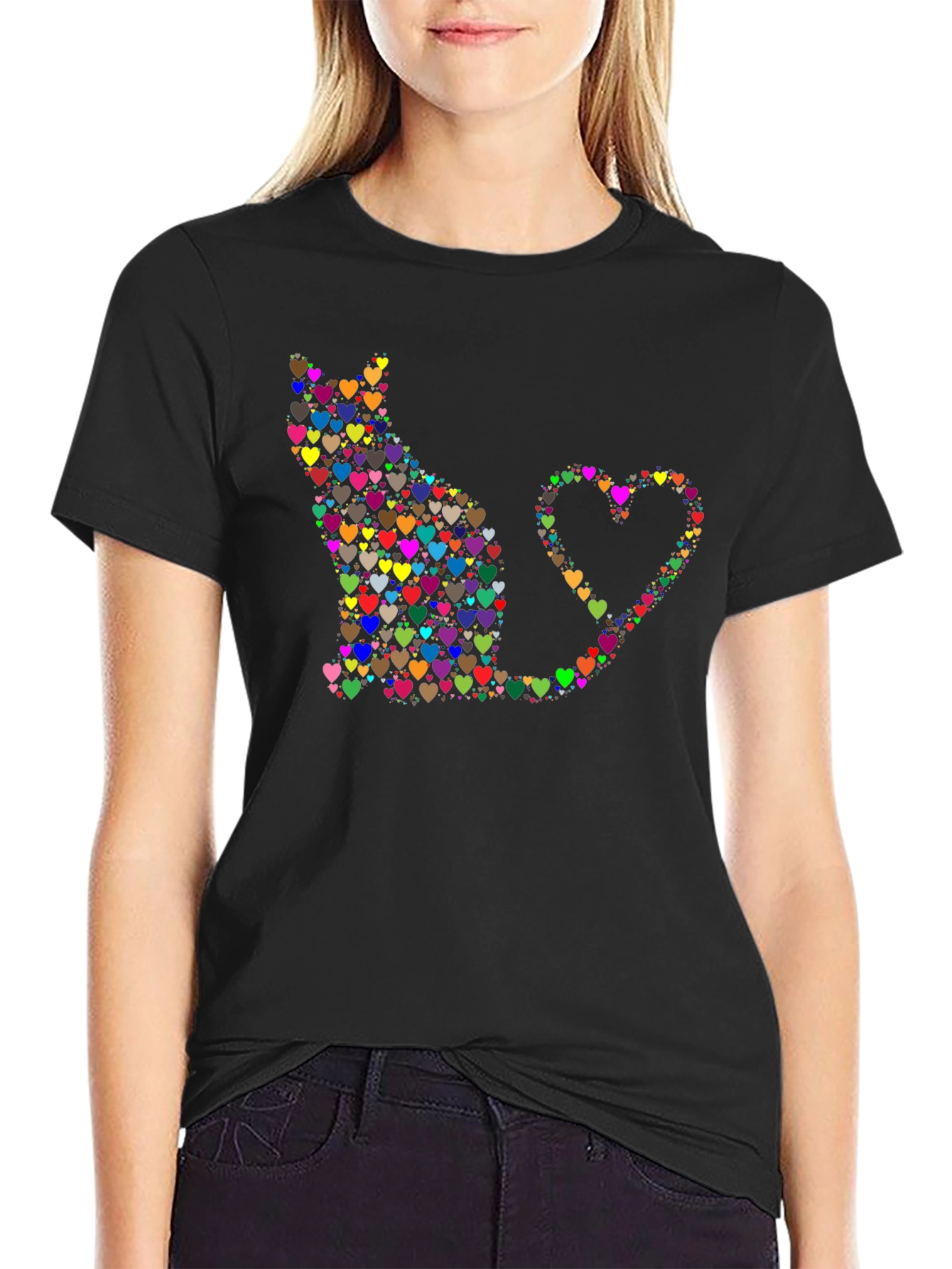Heart Cat T-Shirt - Love Your Feline Friend!