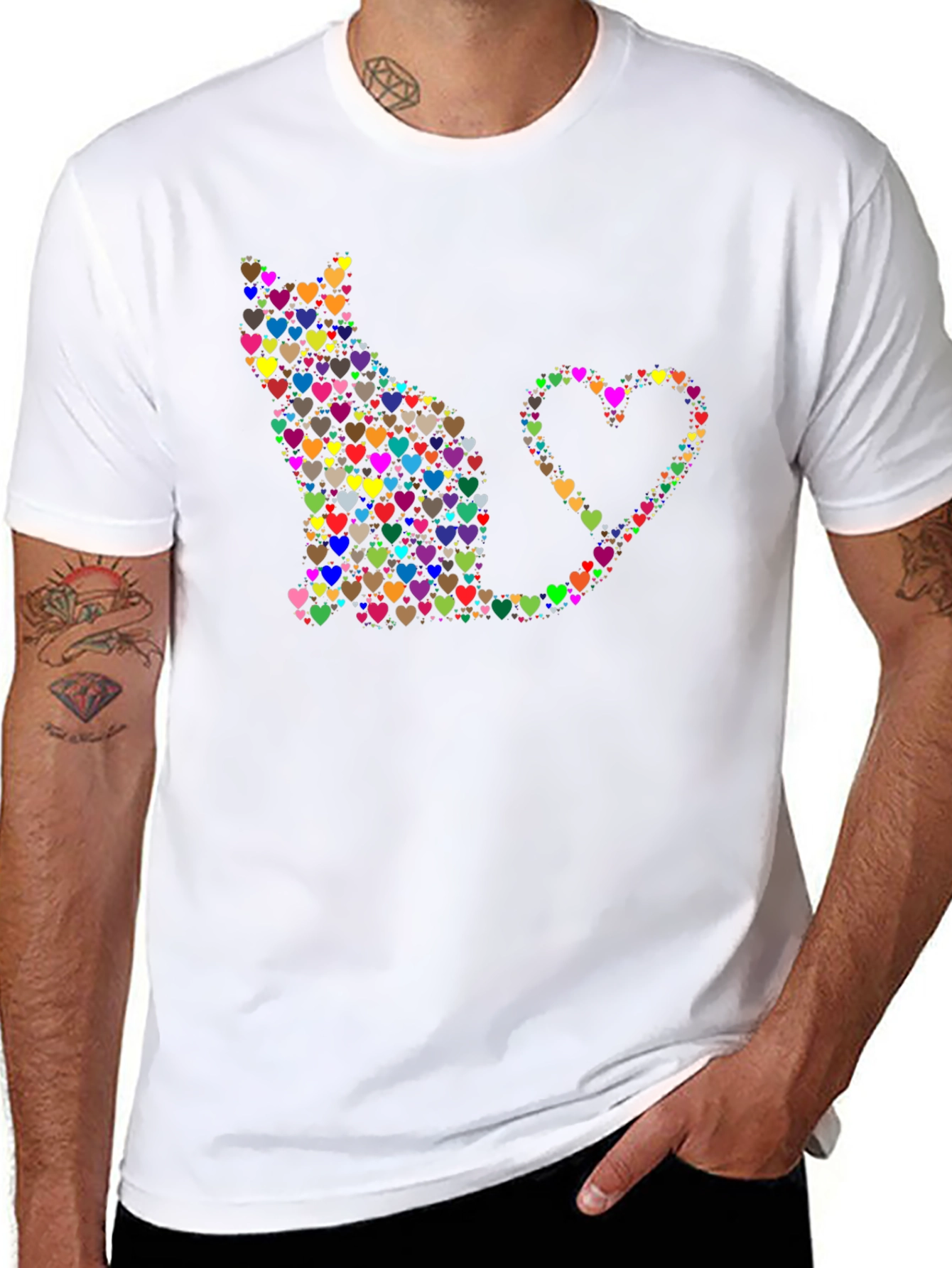 Heart Cat T-Shirt - Love Your Feline Friend!