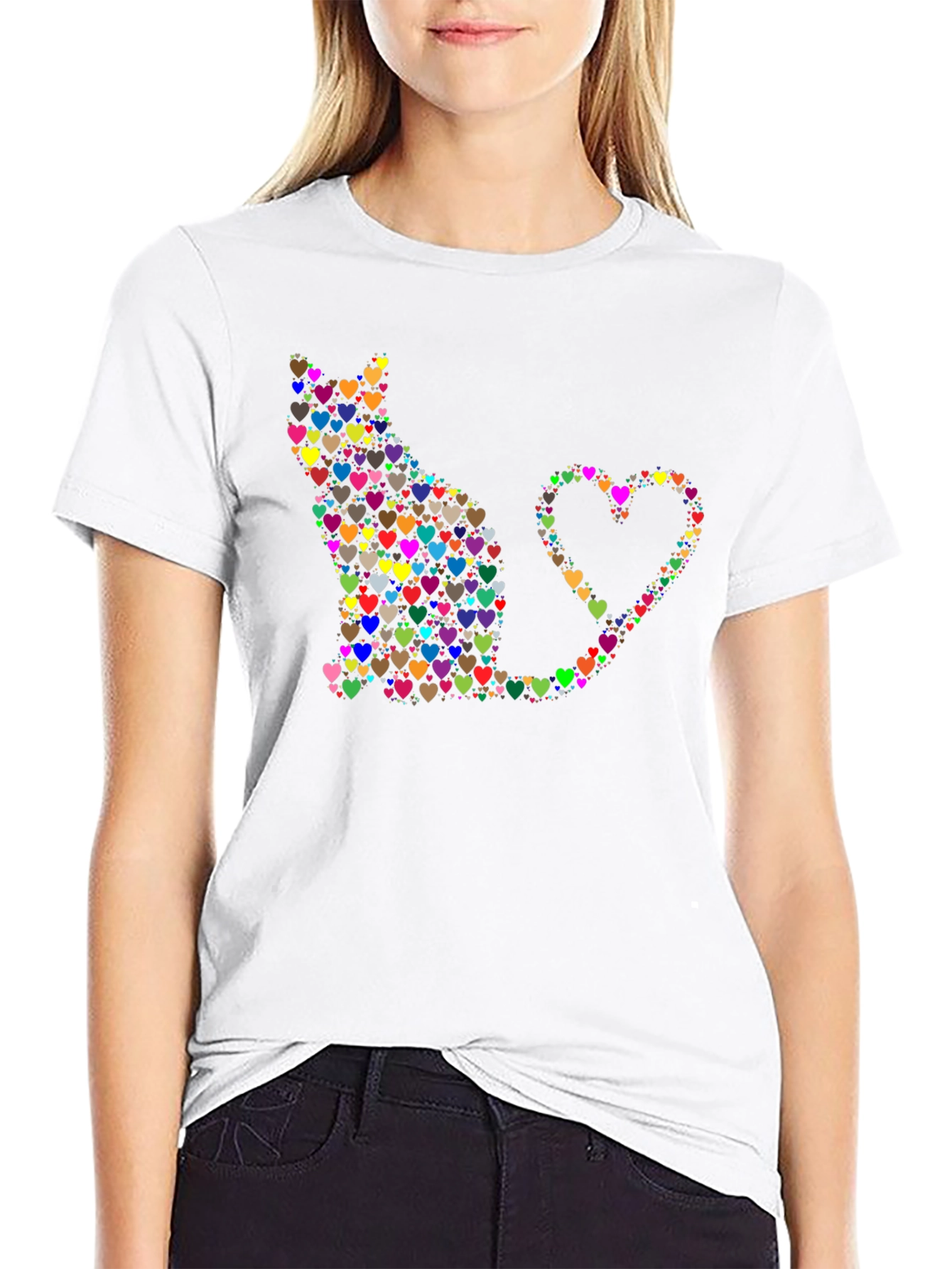 Heart Cat T-Shirt - Love Your Feline Friend!