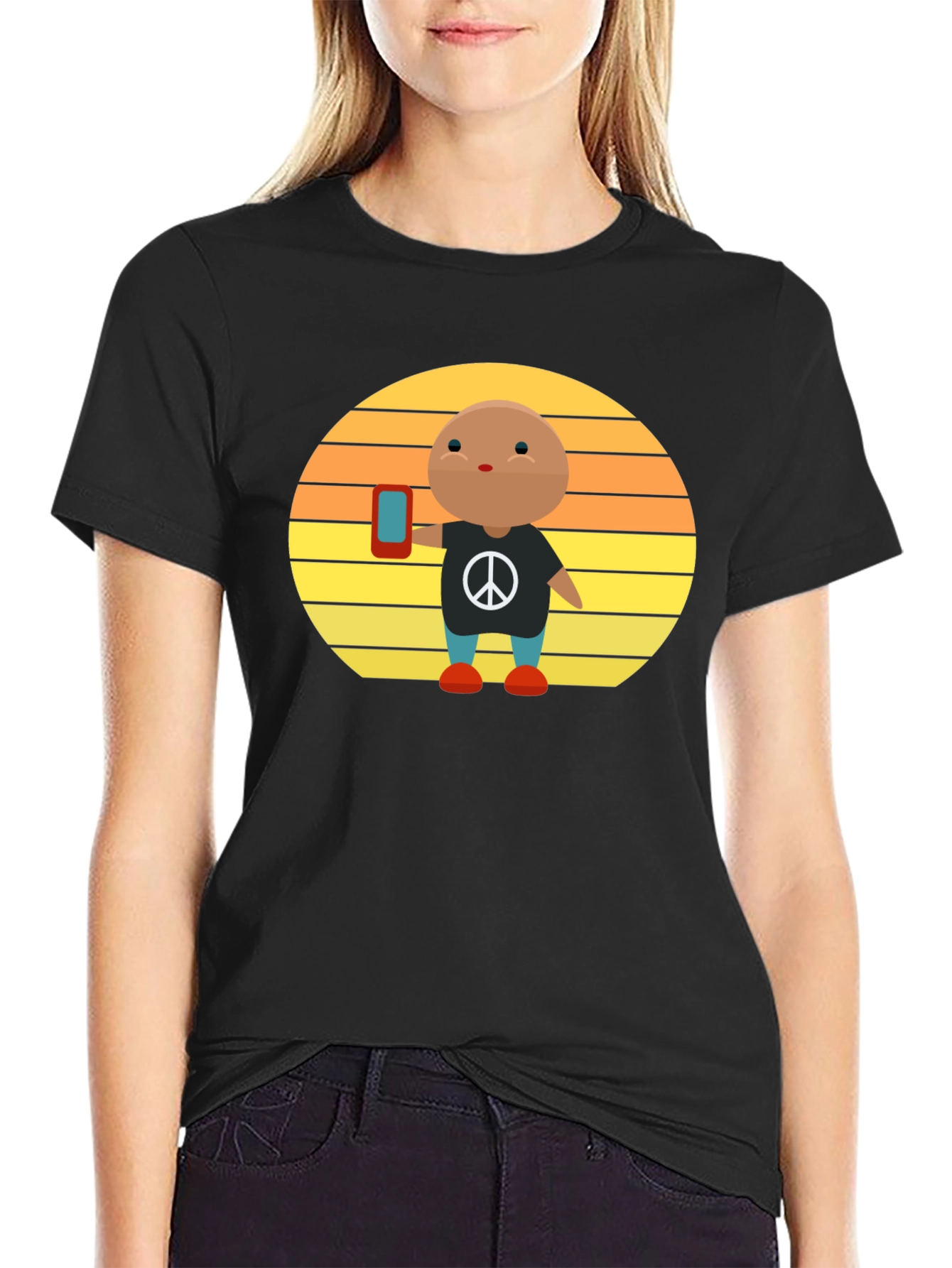 Peace Sign T-Shirt with Phone Graphic Tee