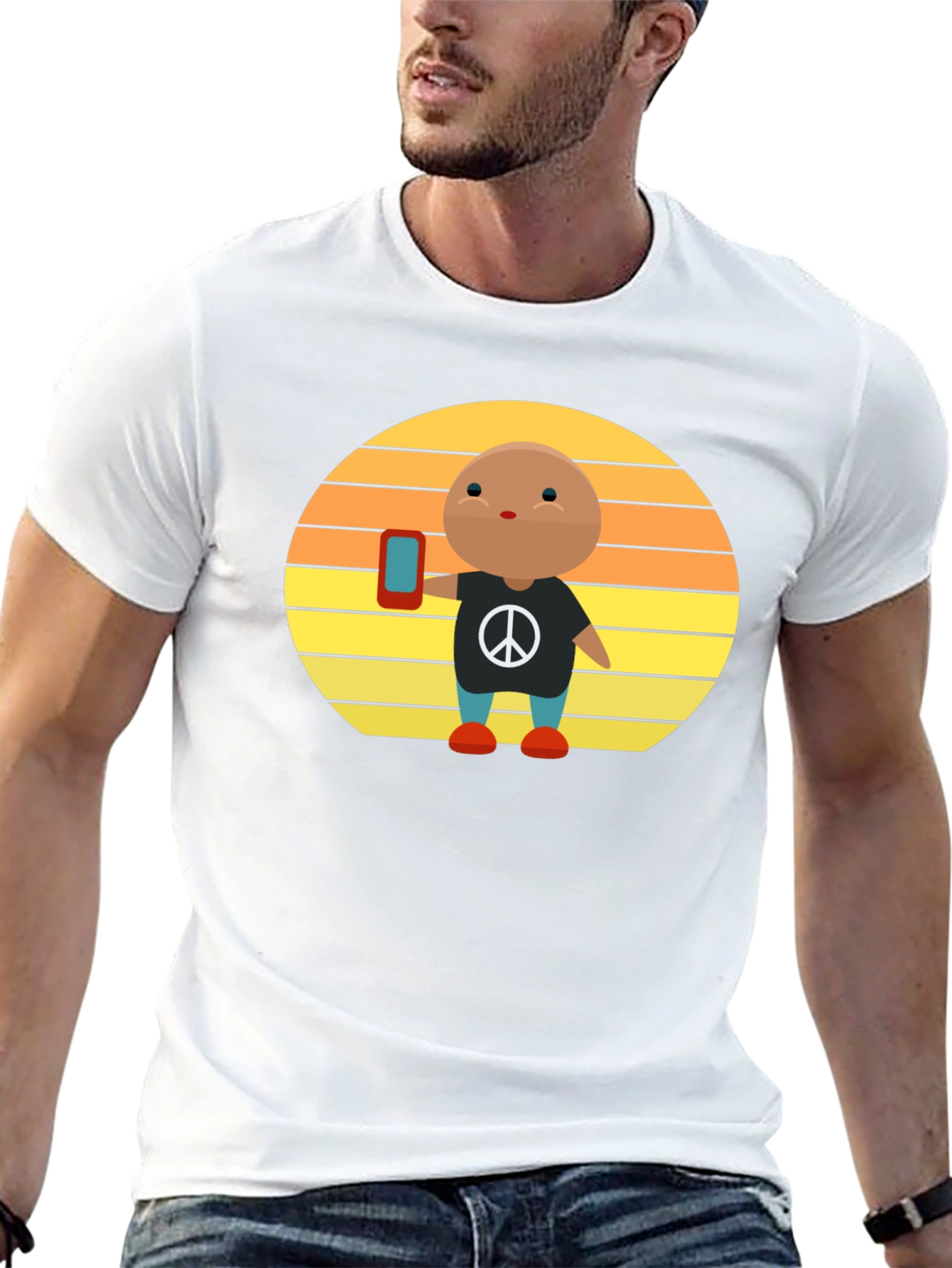 Peace Sign T-Shirt with Phone Graphic Tee