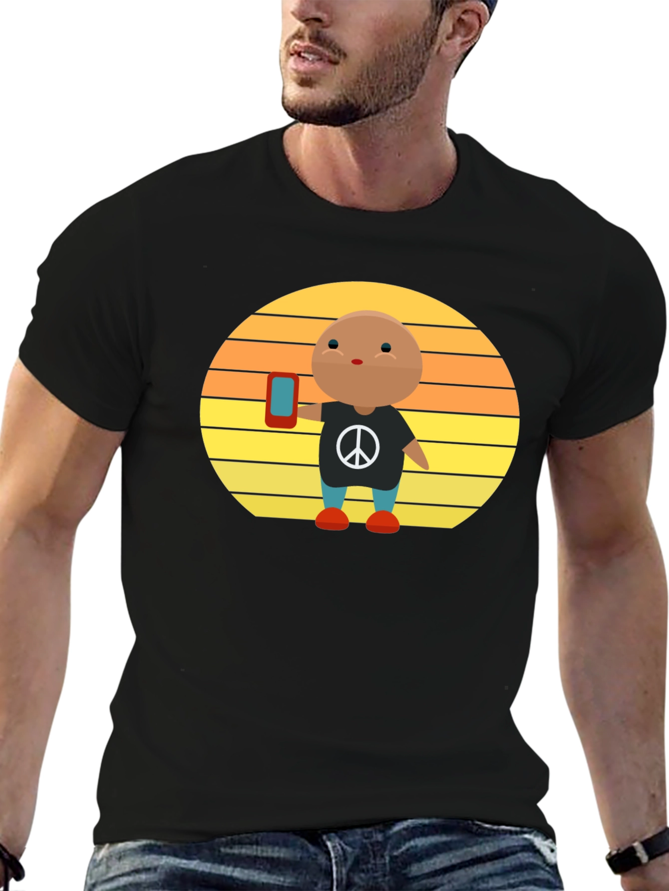 Peace Sign T-Shirt with Phone Graphic Tee