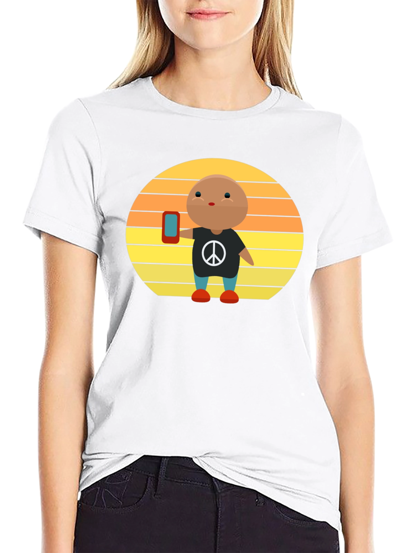 Peace Sign T-Shirt with Phone Graphic Tee