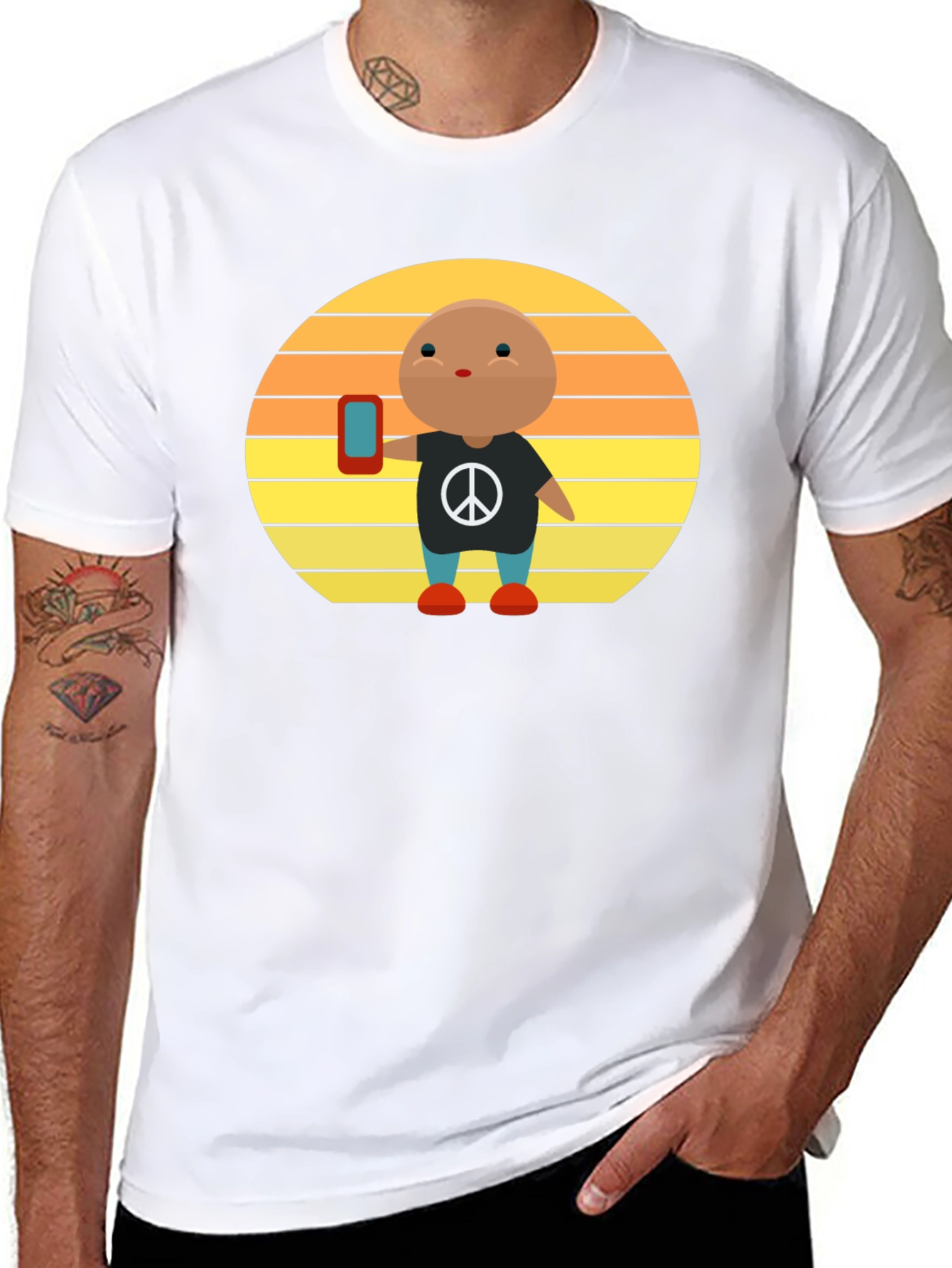 Peace Sign T-Shirt with Phone Graphic Tee