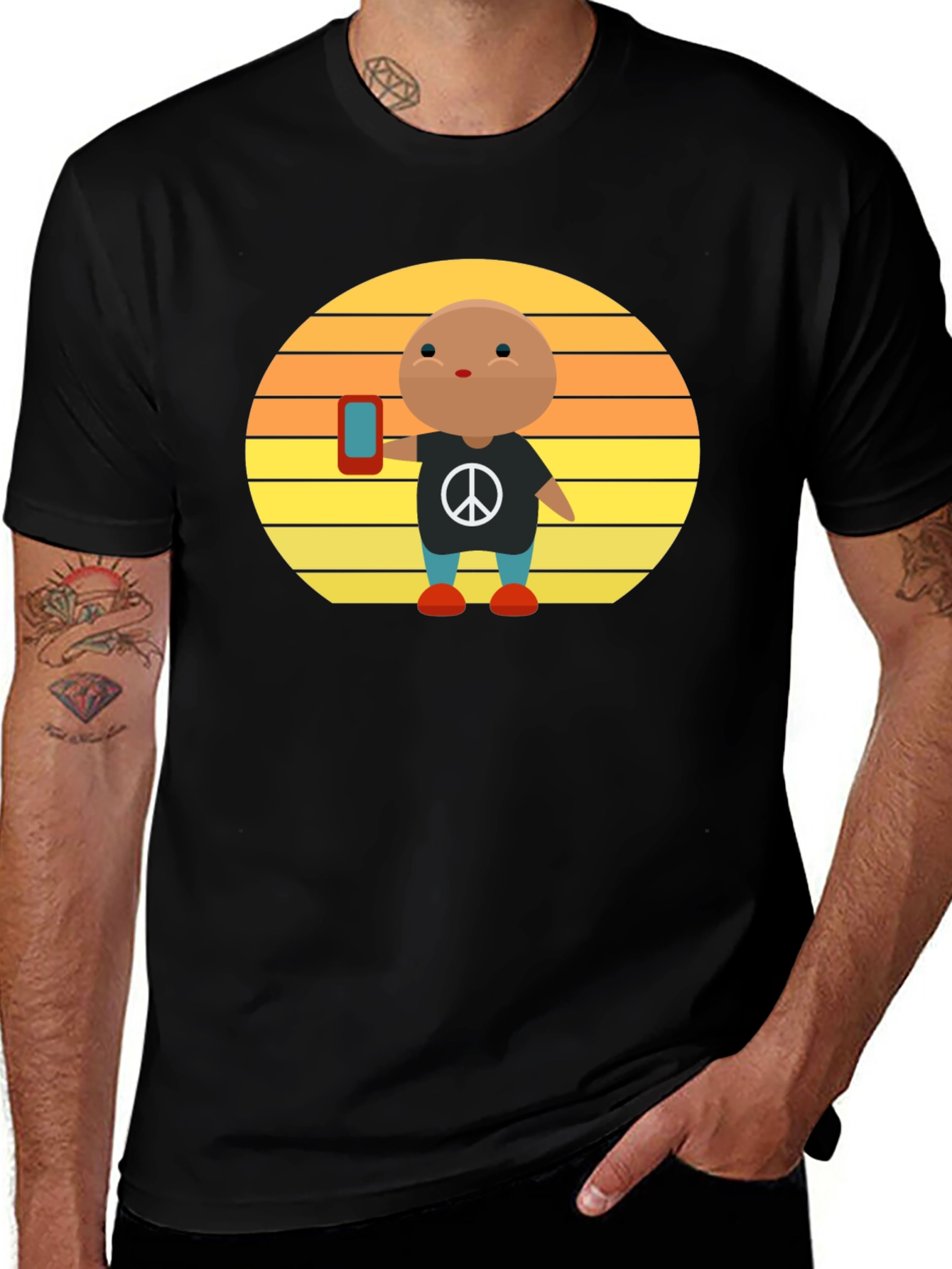 Peace Sign T-Shirt with Phone Graphic Tee