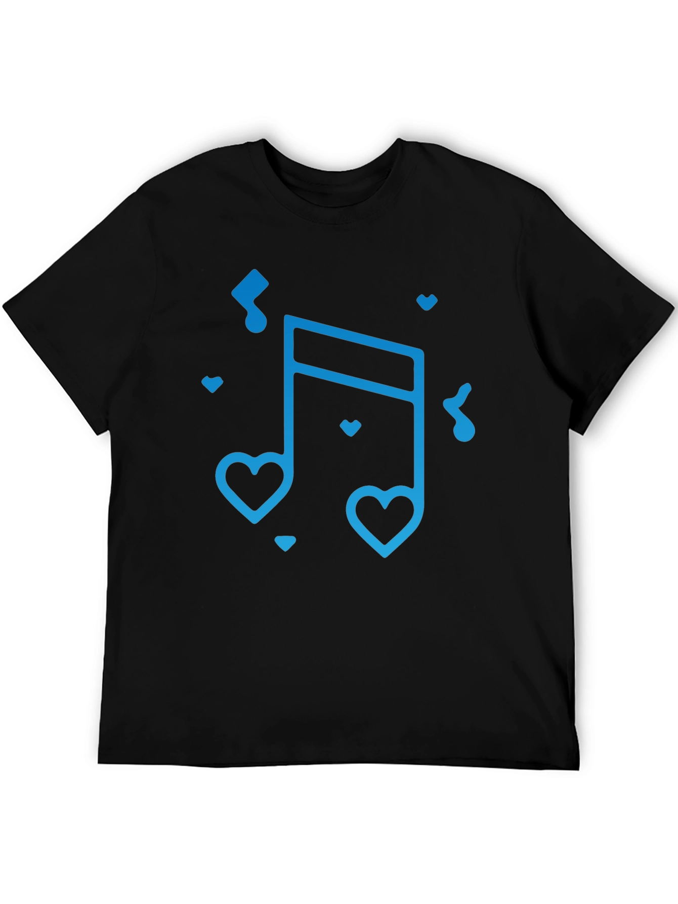Heart Music Note Graphic Black T-Shirt