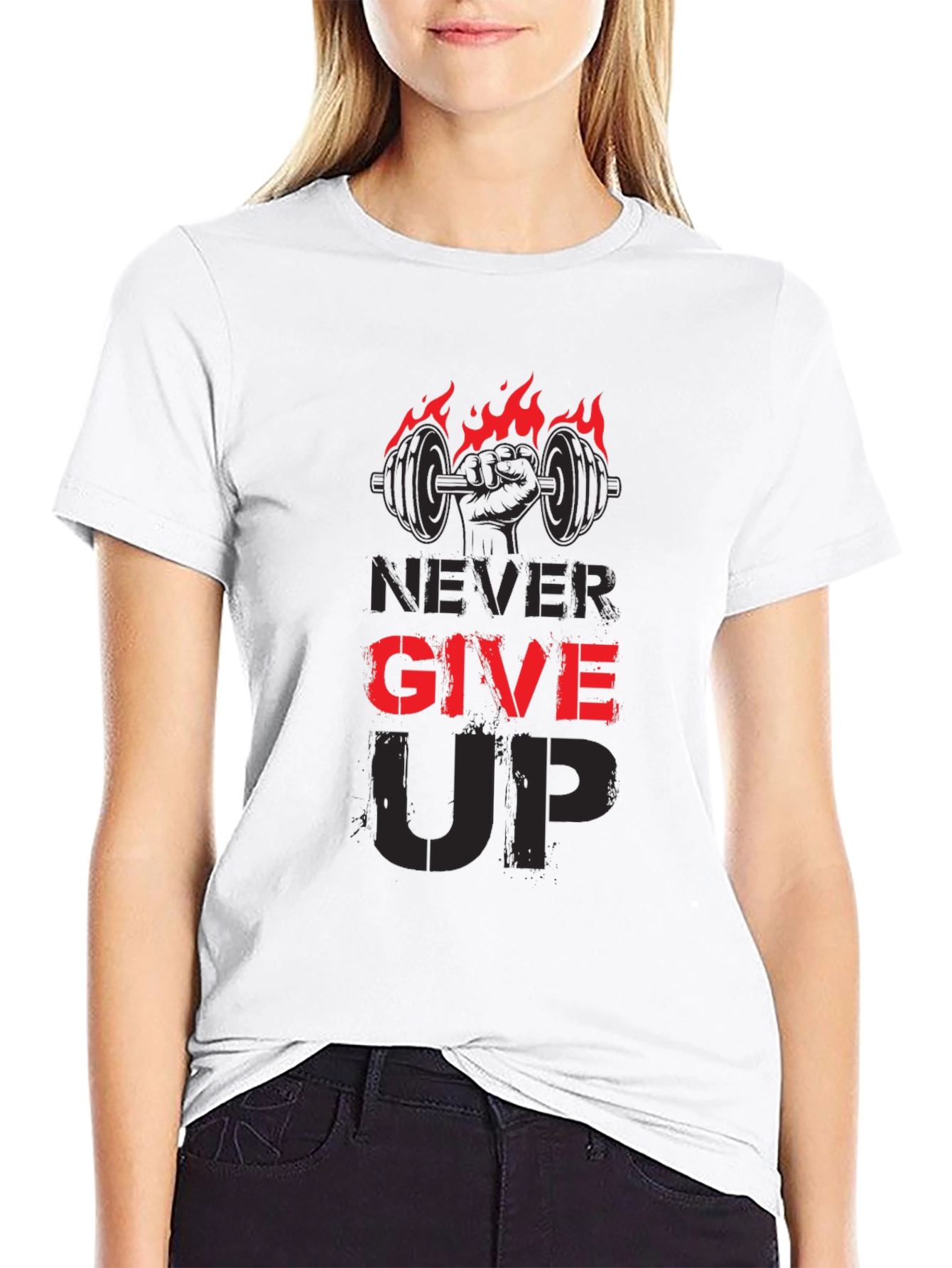 Never Give Up Gym T-Shirt - Fitness Motivation