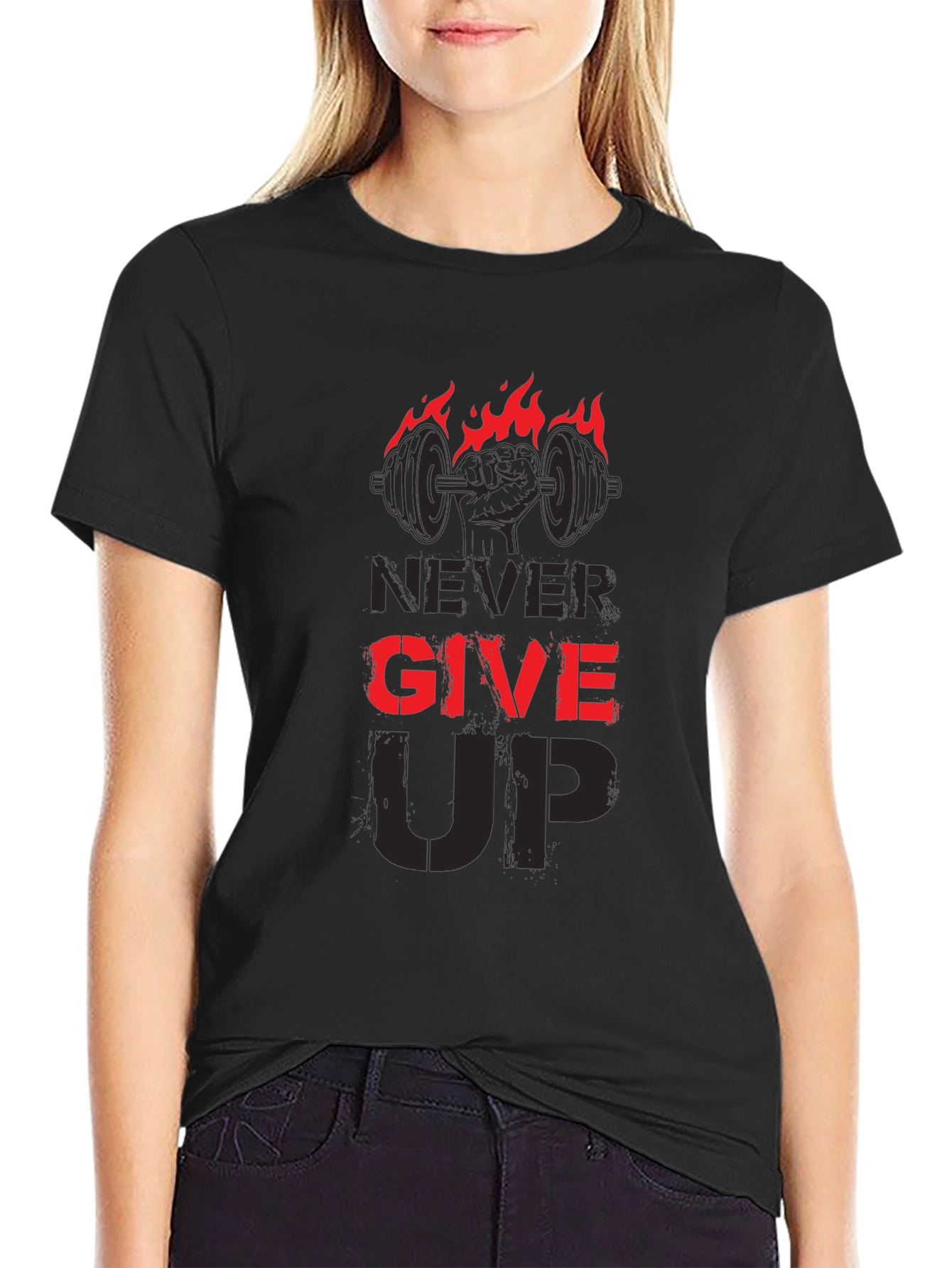 Never Give Up Gym T-Shirt - Fitness Motivation