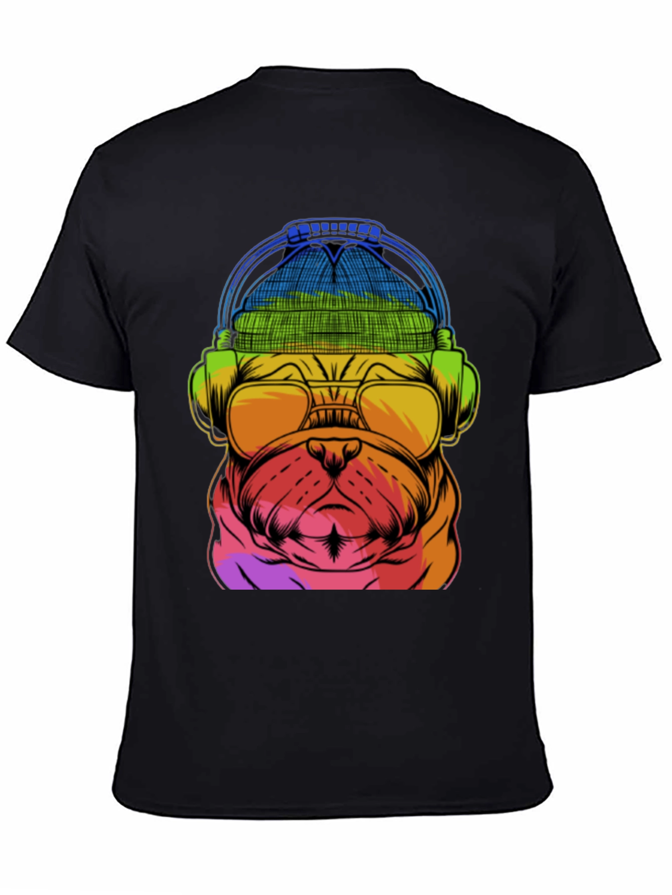 Rainbow Pug DJ T-Shirt - Music Lover Dog Tee